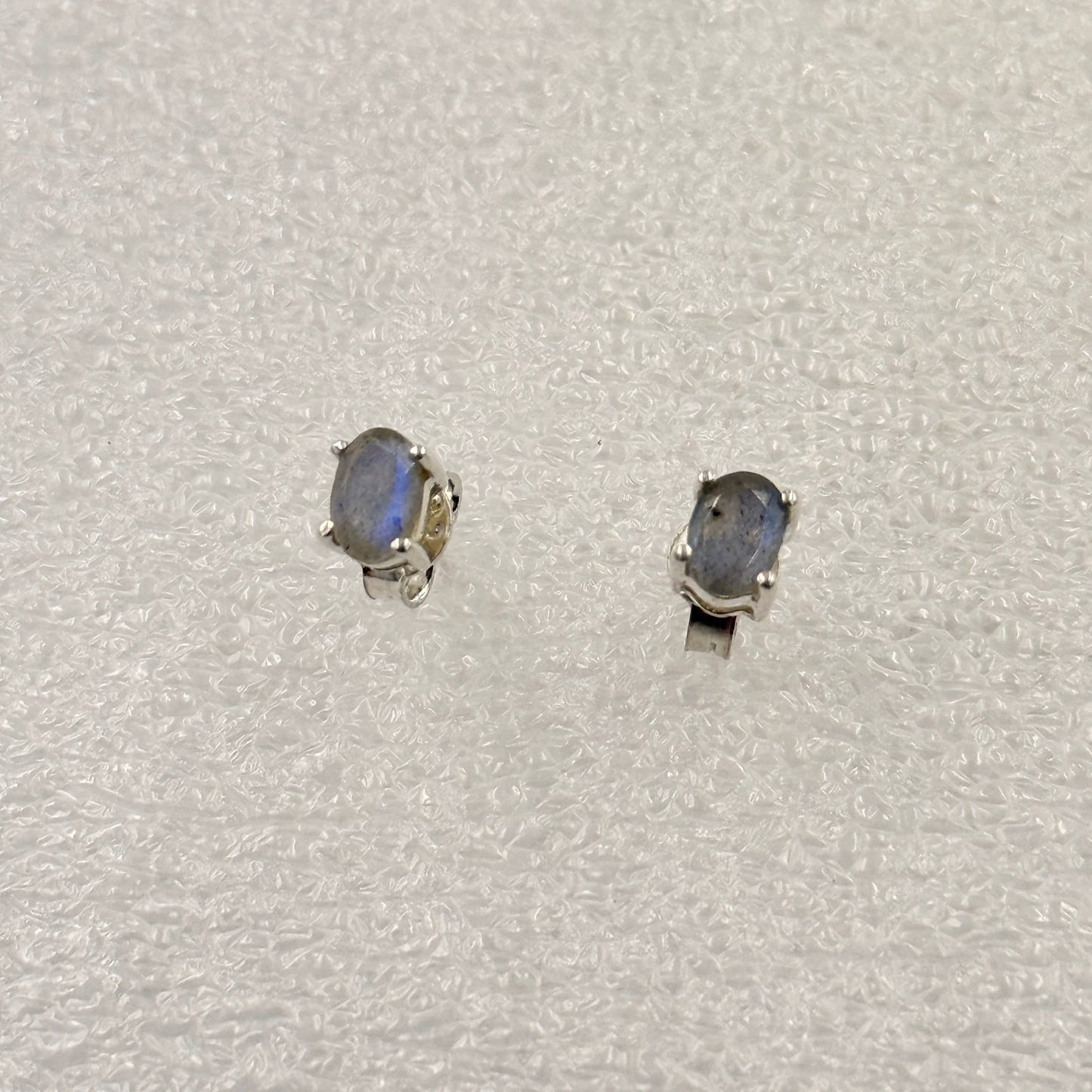 Sterling Silver Oval Labradorite Post Earrings Size 2