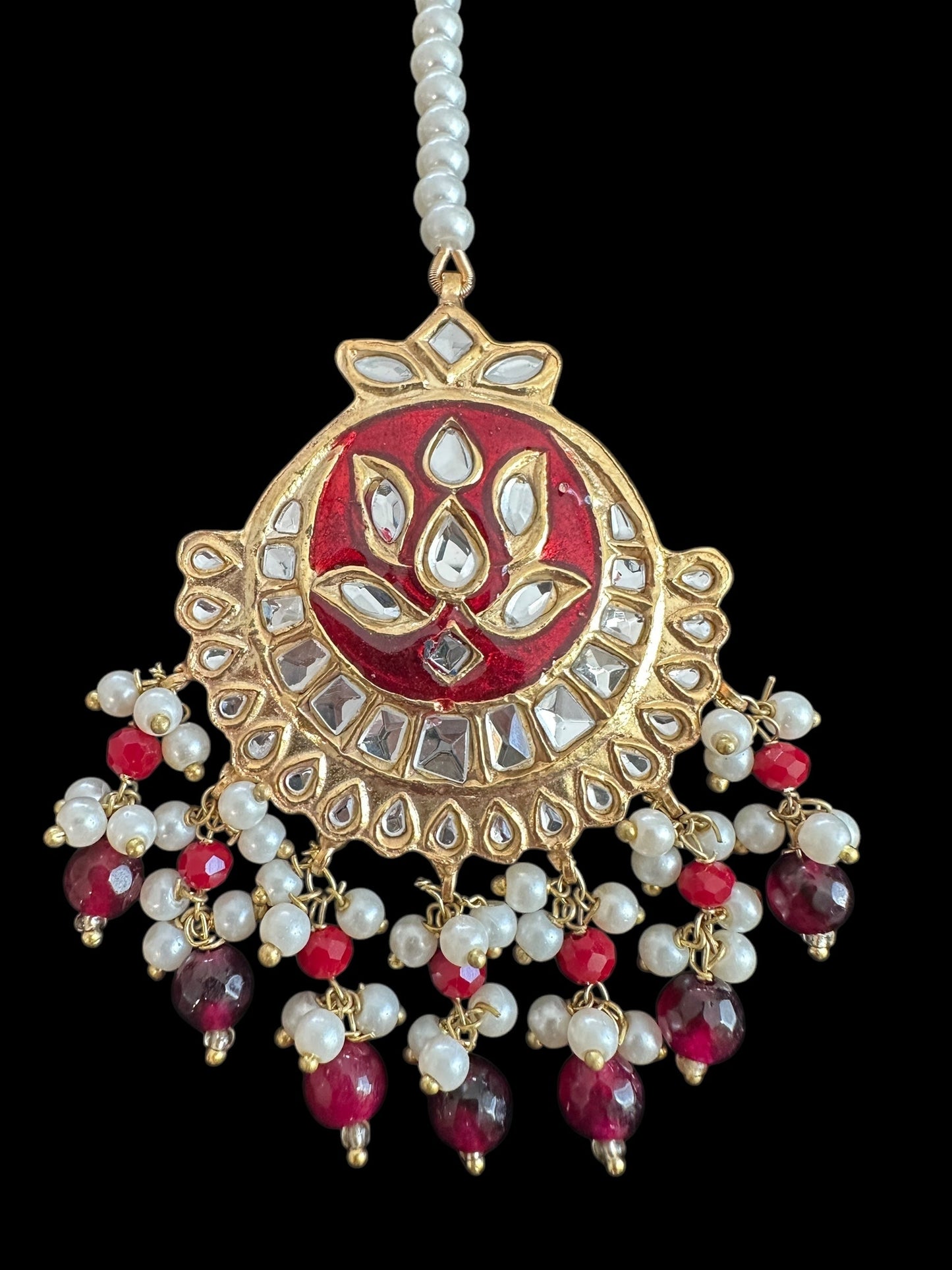 DJTK310 kundan and meenakari tika - Red ( READY TO SHIP )