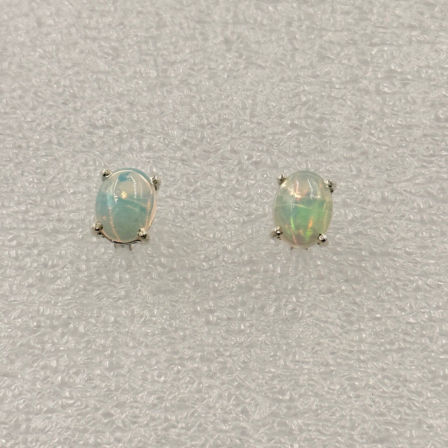 Sterling Silver Oval Ethiopian Opal Post Earrings Size 1