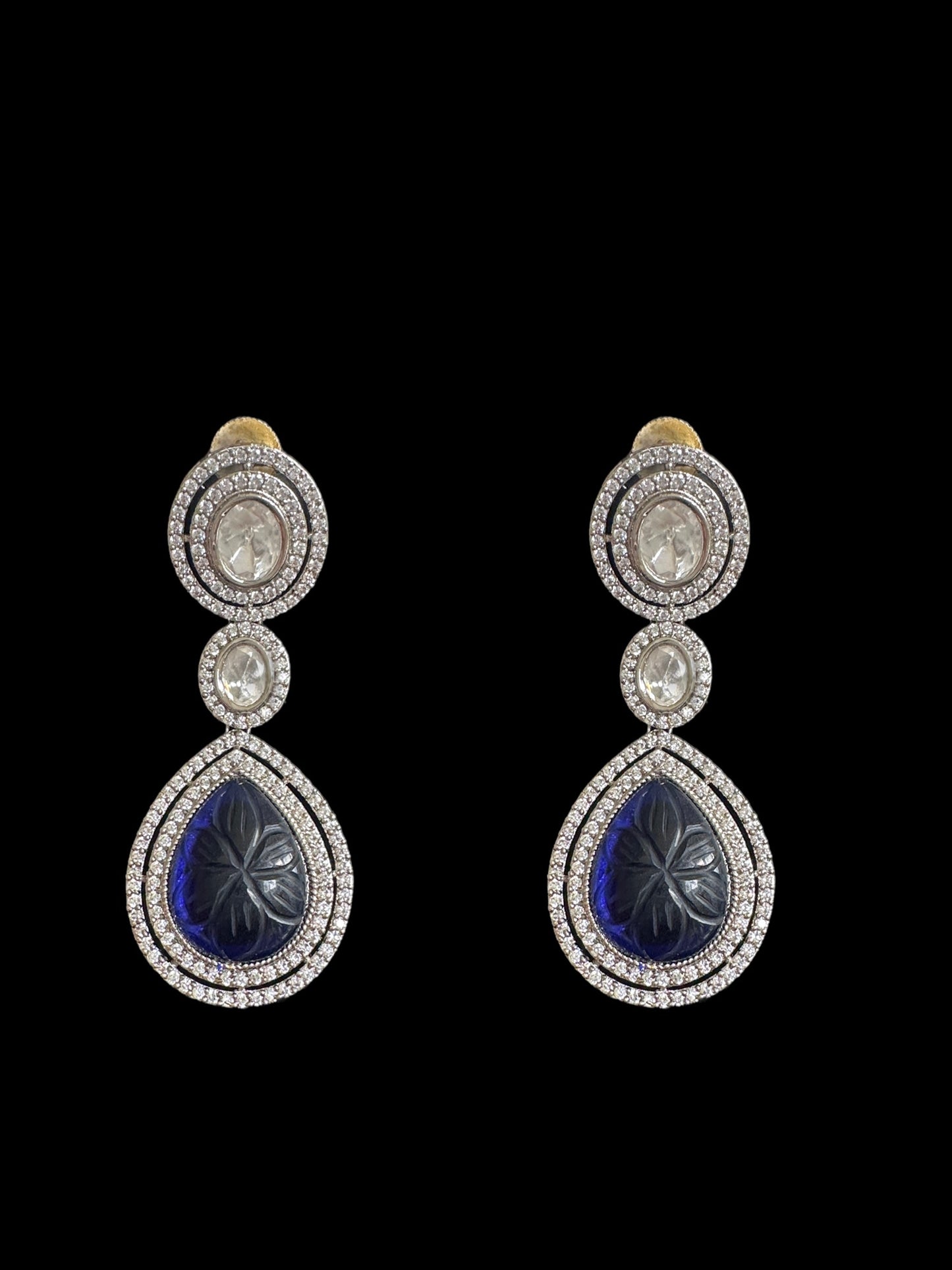 DNS95 Reema high quality Polki necklace set - BLUE ( READY TO SHIP )