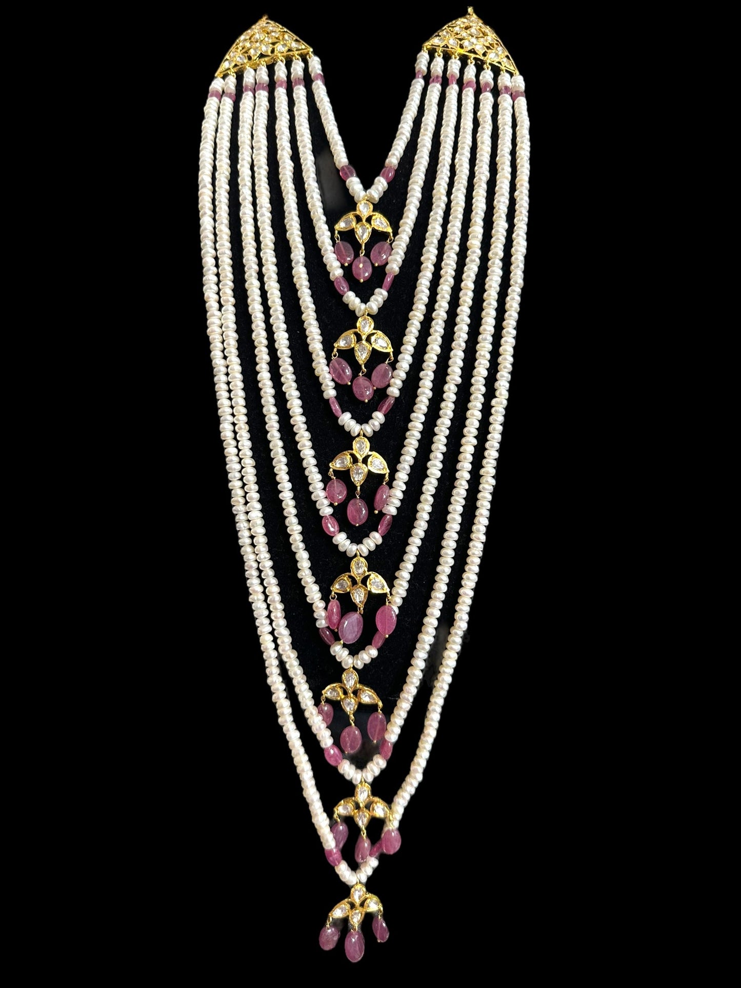 BR310 Bridal jadavi lacha , satlada in moissanite and emeralds ( SHIPS IN 5 WEEKS )