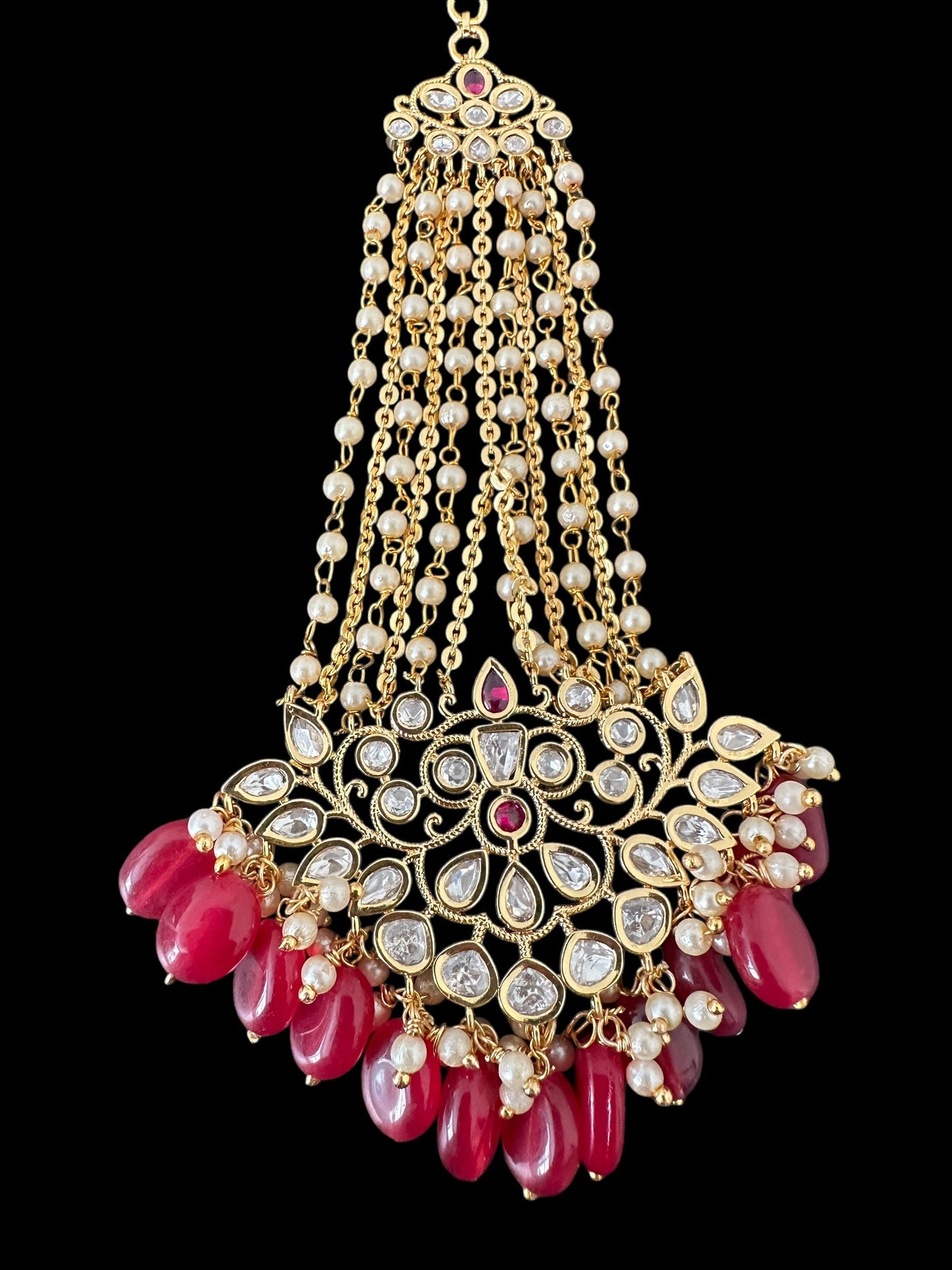 DJHR147 Gold plated high quality Polki jhoomar - Ruby ( READY TO SHIP )
