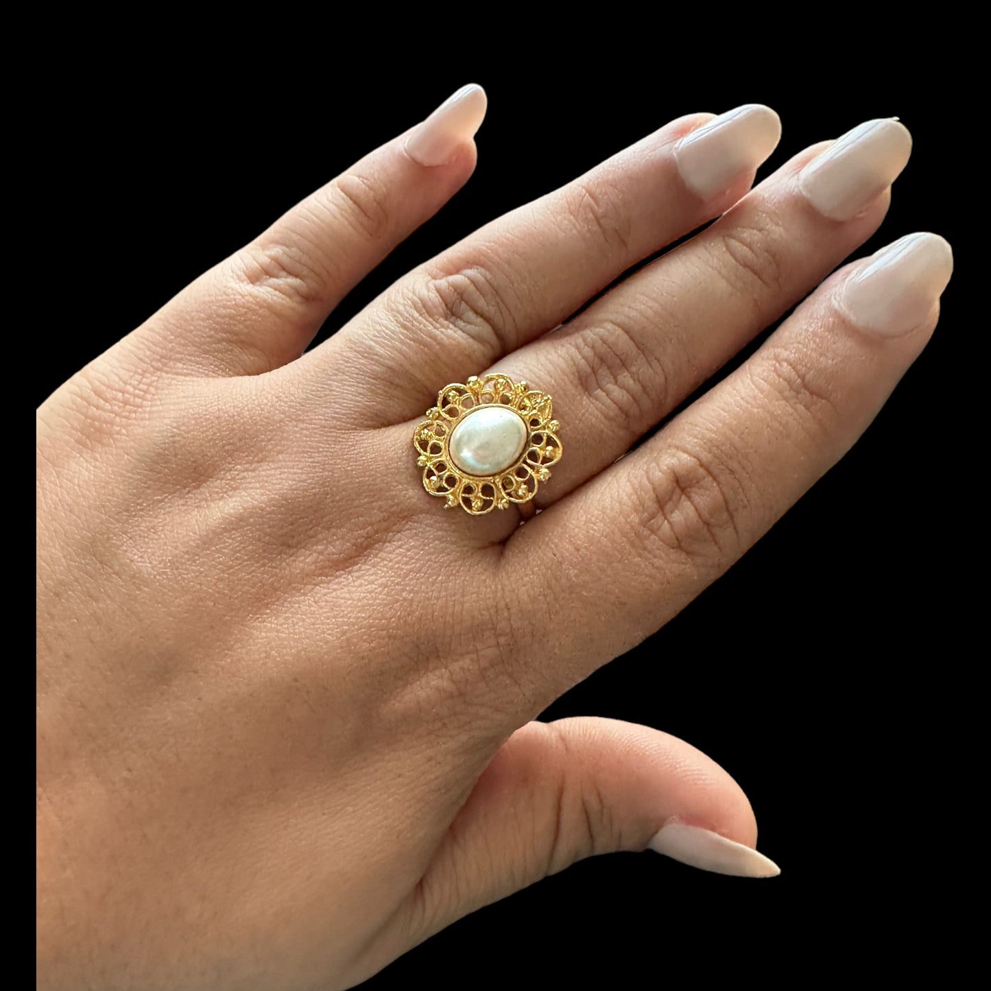 Pearl Ring - gold plated ( READY TO SHIP )