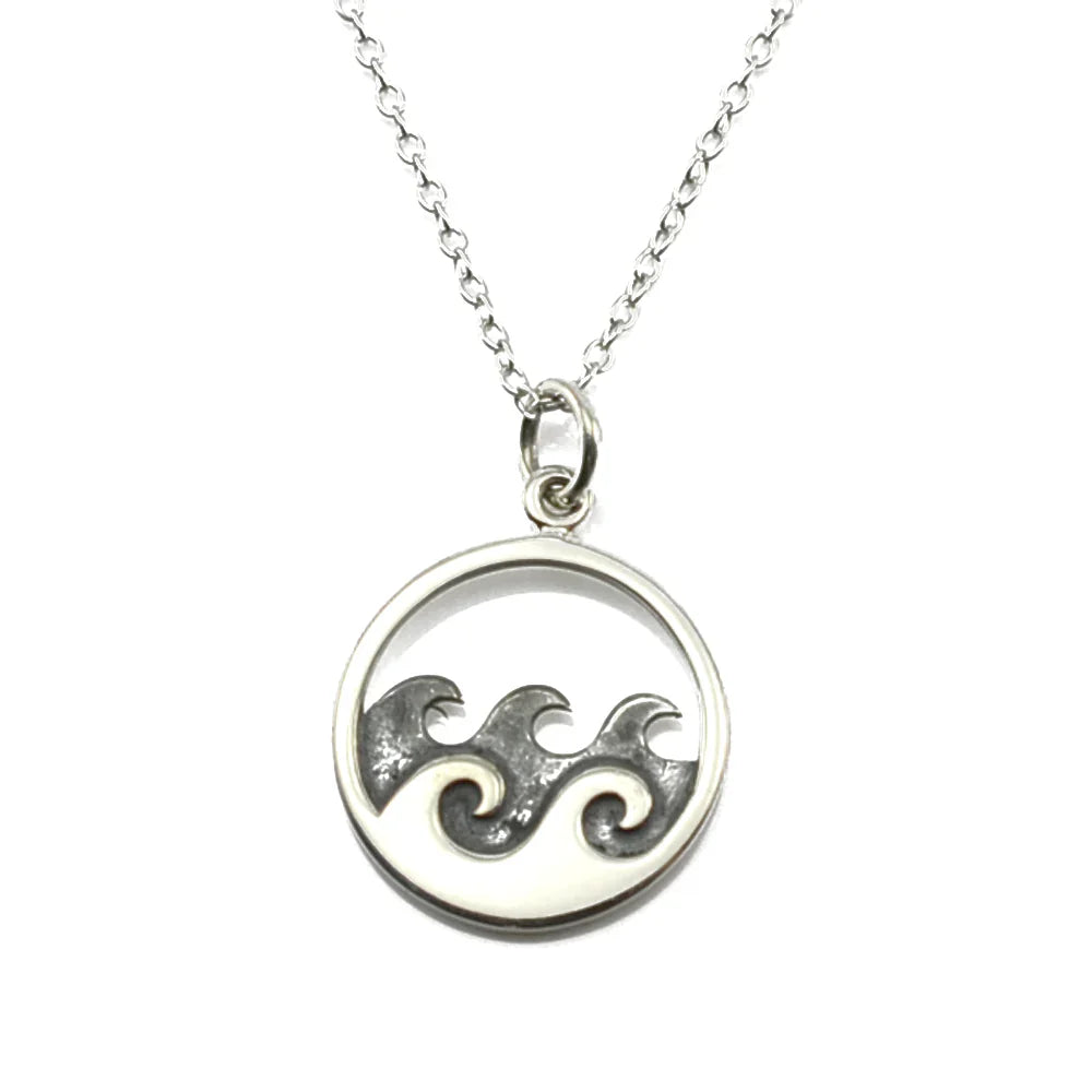 Ocean Waves Necklace – Sterling Silver Pendant on 18" Sterling Chain