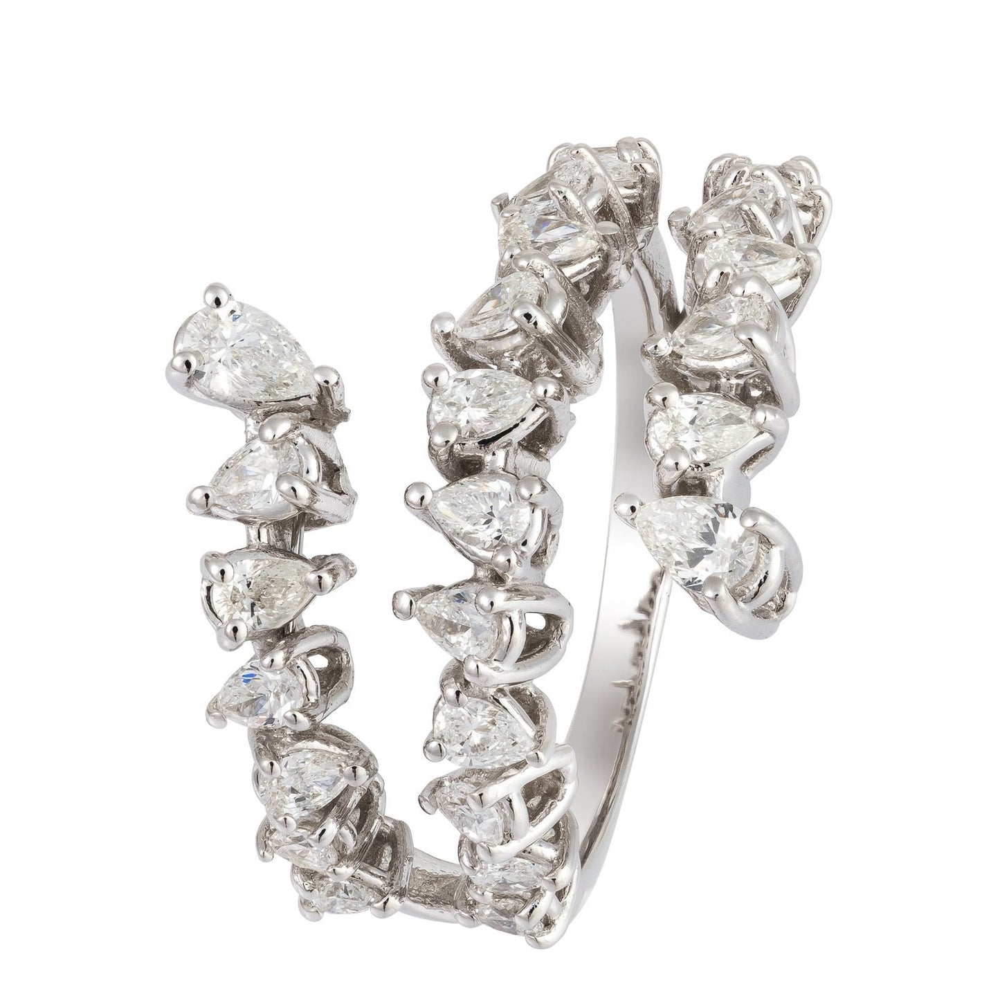 4 Row Pear Shape Spiral Ring