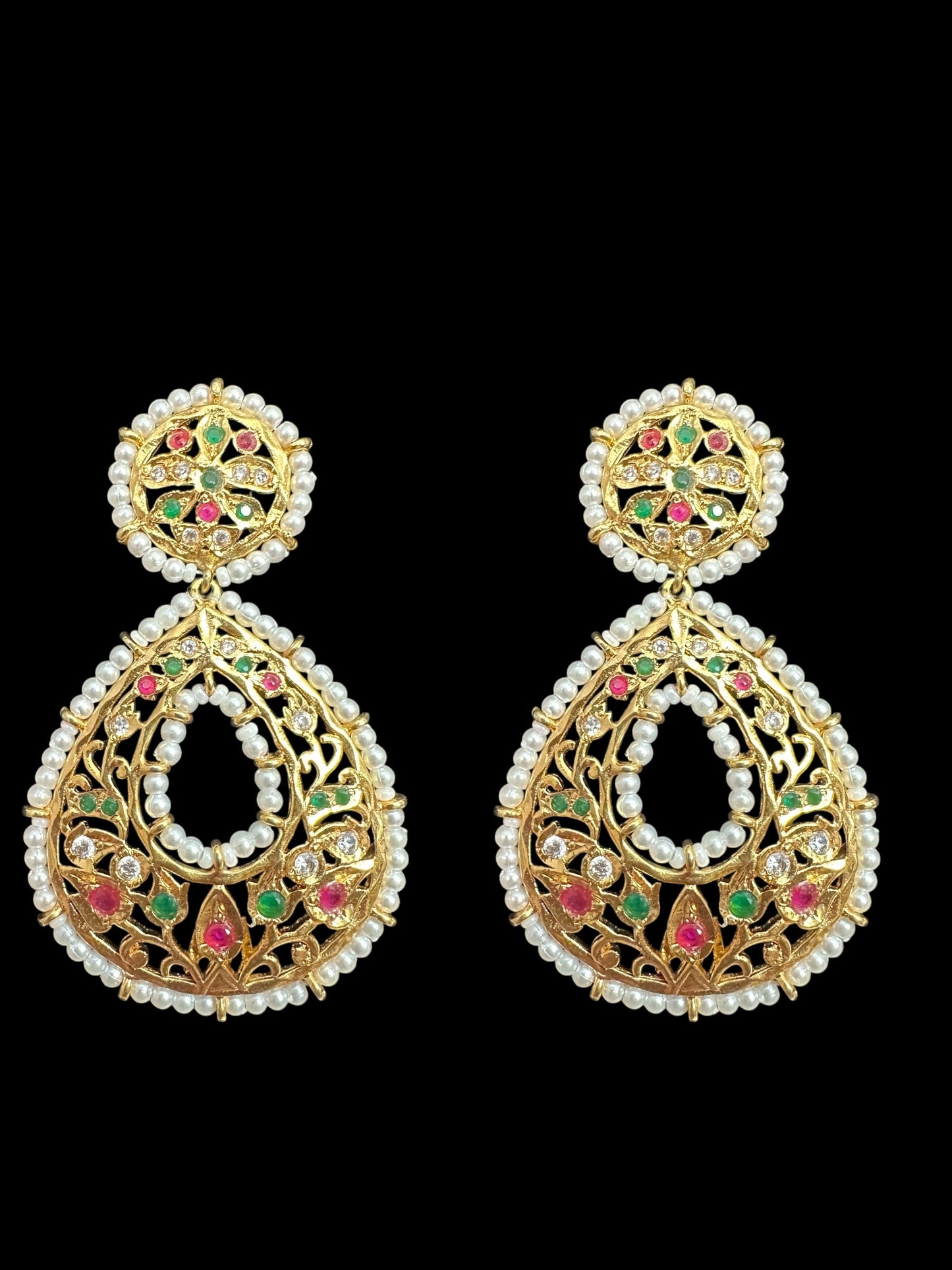 DER637 Ruby emerald chandbali earrings ( READY TO SHIP )