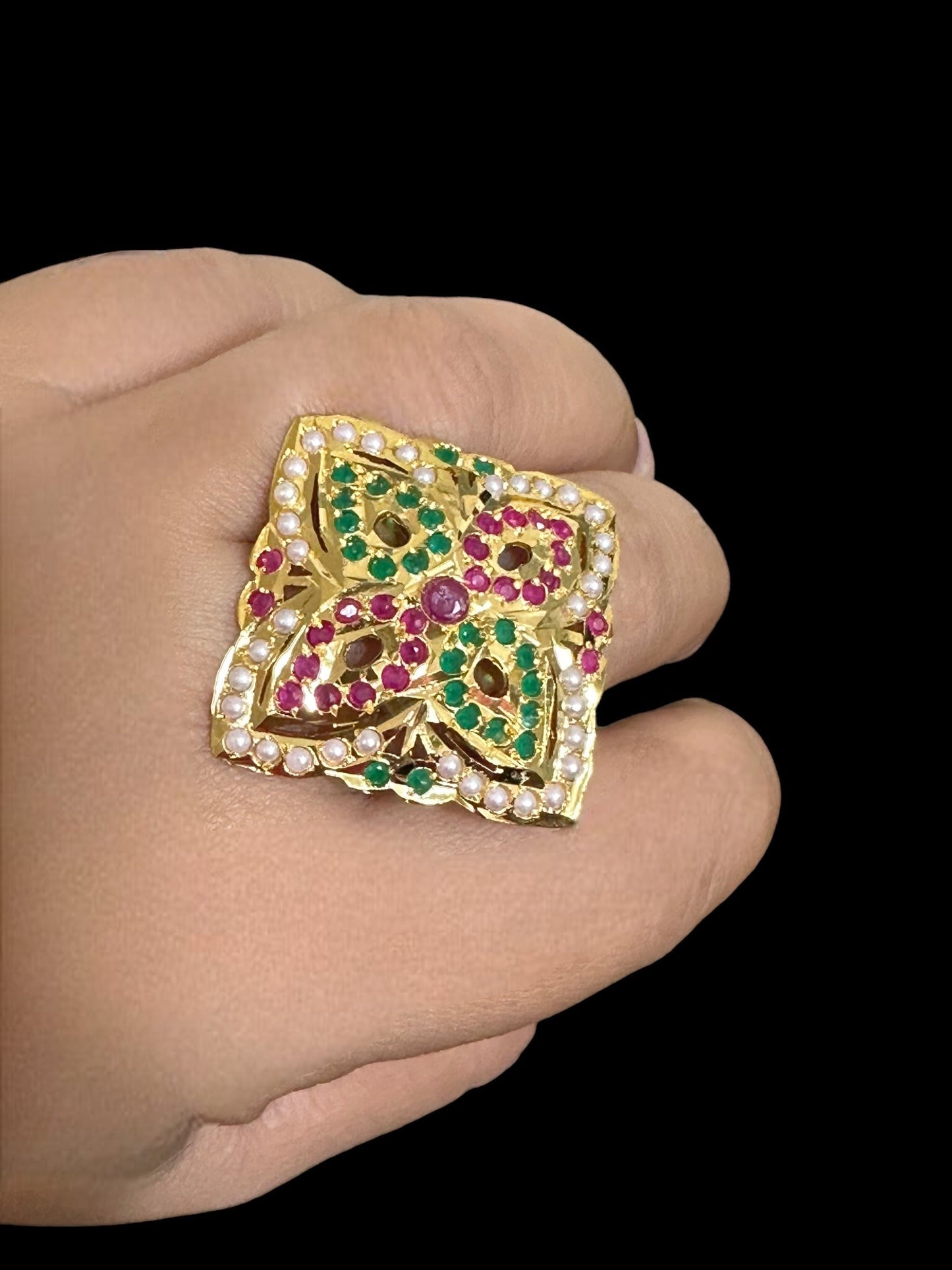 DJR103 Jadau ring - ruby emerald ( READY TO SHIP )
