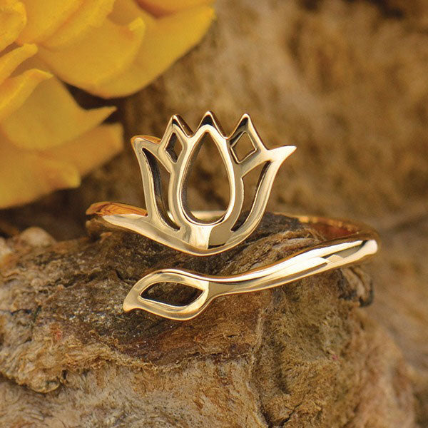 Adjustable Bronze Lotus Ring – Spiritual Symbolism for Everyday Wear