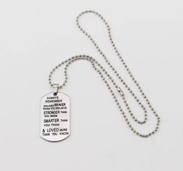 Men’s Inspirational Dog Tag Necklace – Stainless Steel