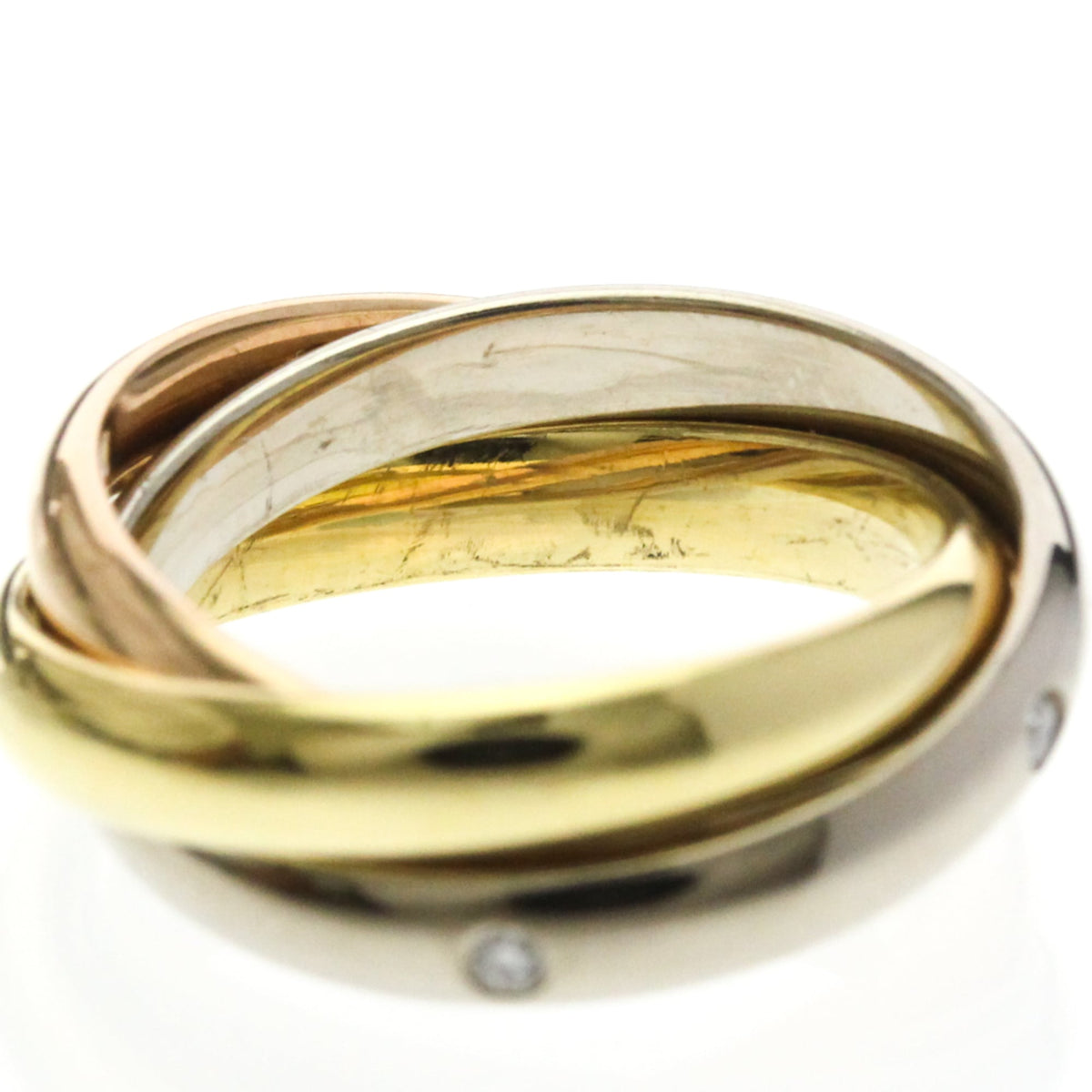 PRE-OWNED Cartier Trinity · Tri-Gold · Diamond Size 4.75