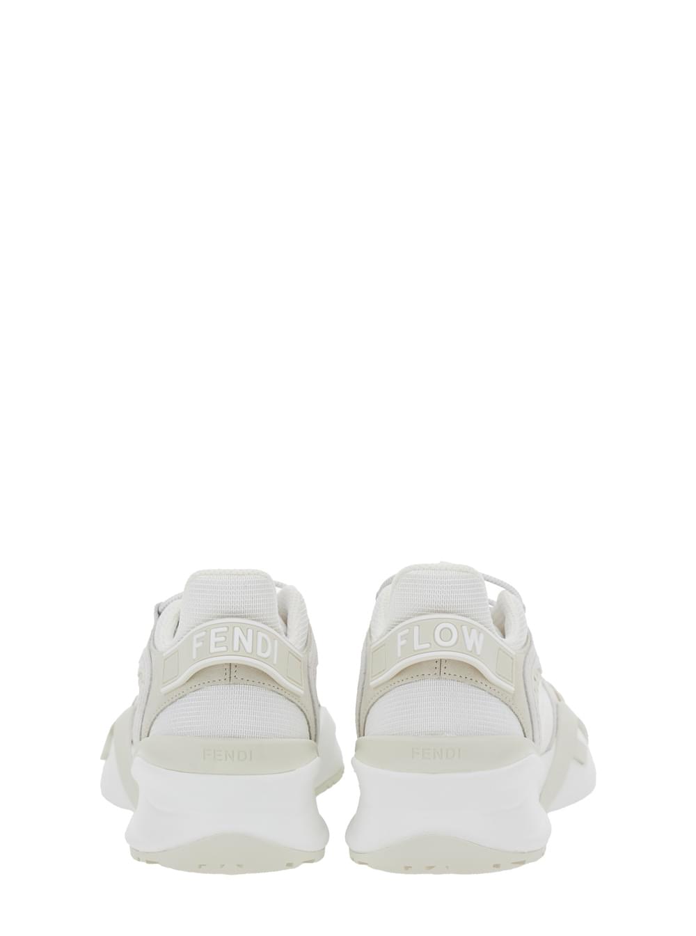 Fendi Women 'Flow' White Sneakers With Toggle Closure And Logo Lettering On The Side In Tech Fabric Woman