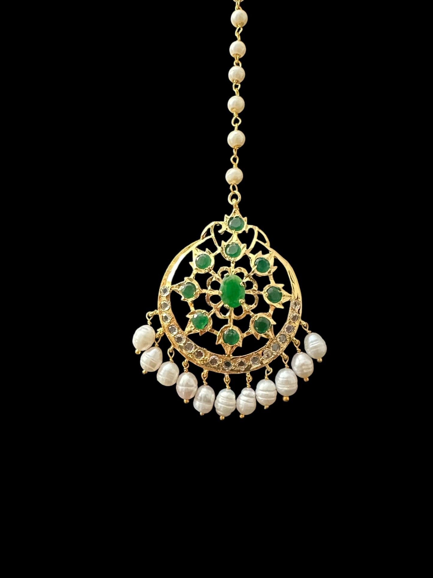 DJTK306 Naira tika in fresh water pearls - GREEN ( READY TO SHIP )