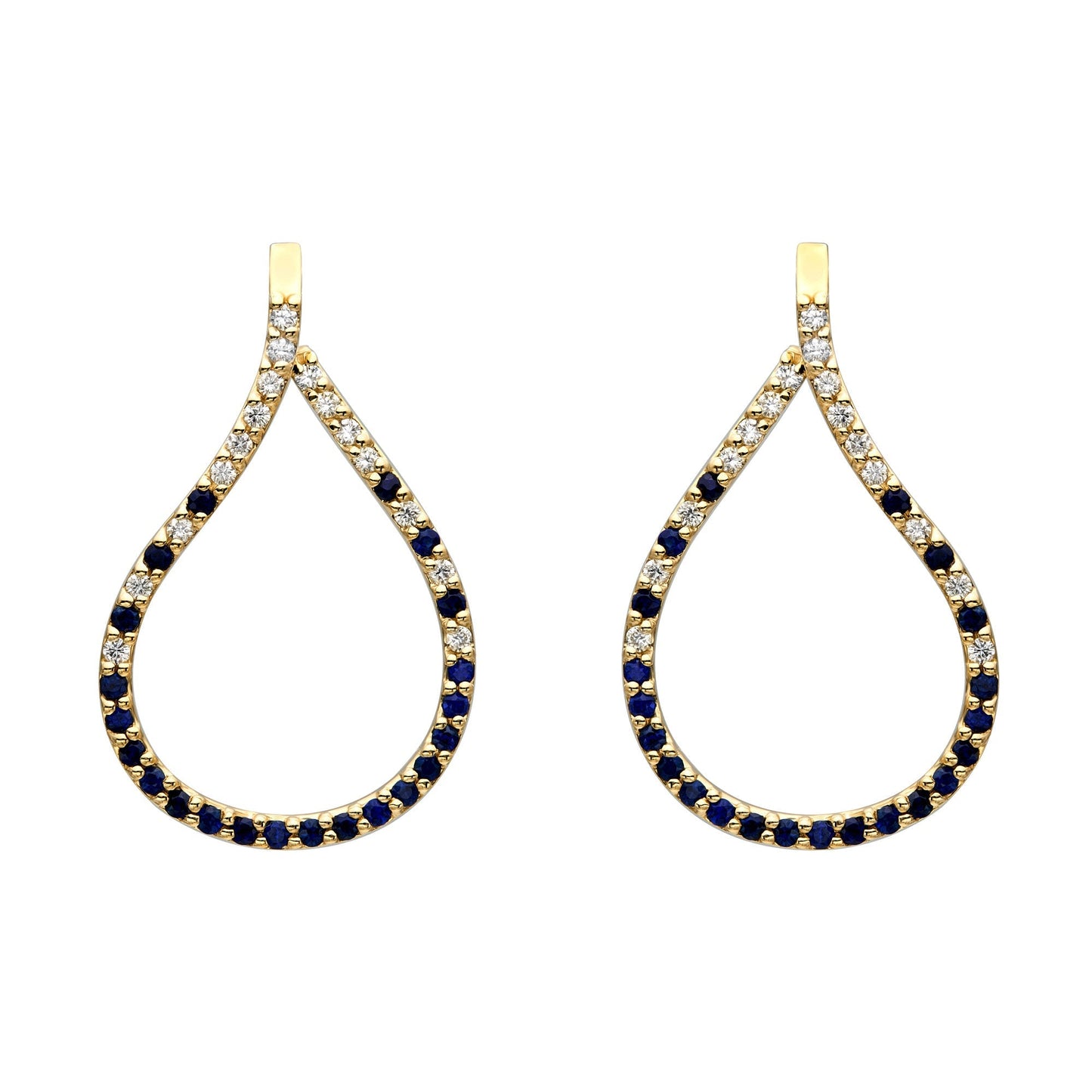 Teardrop Diamond & Sapphire Earrings
