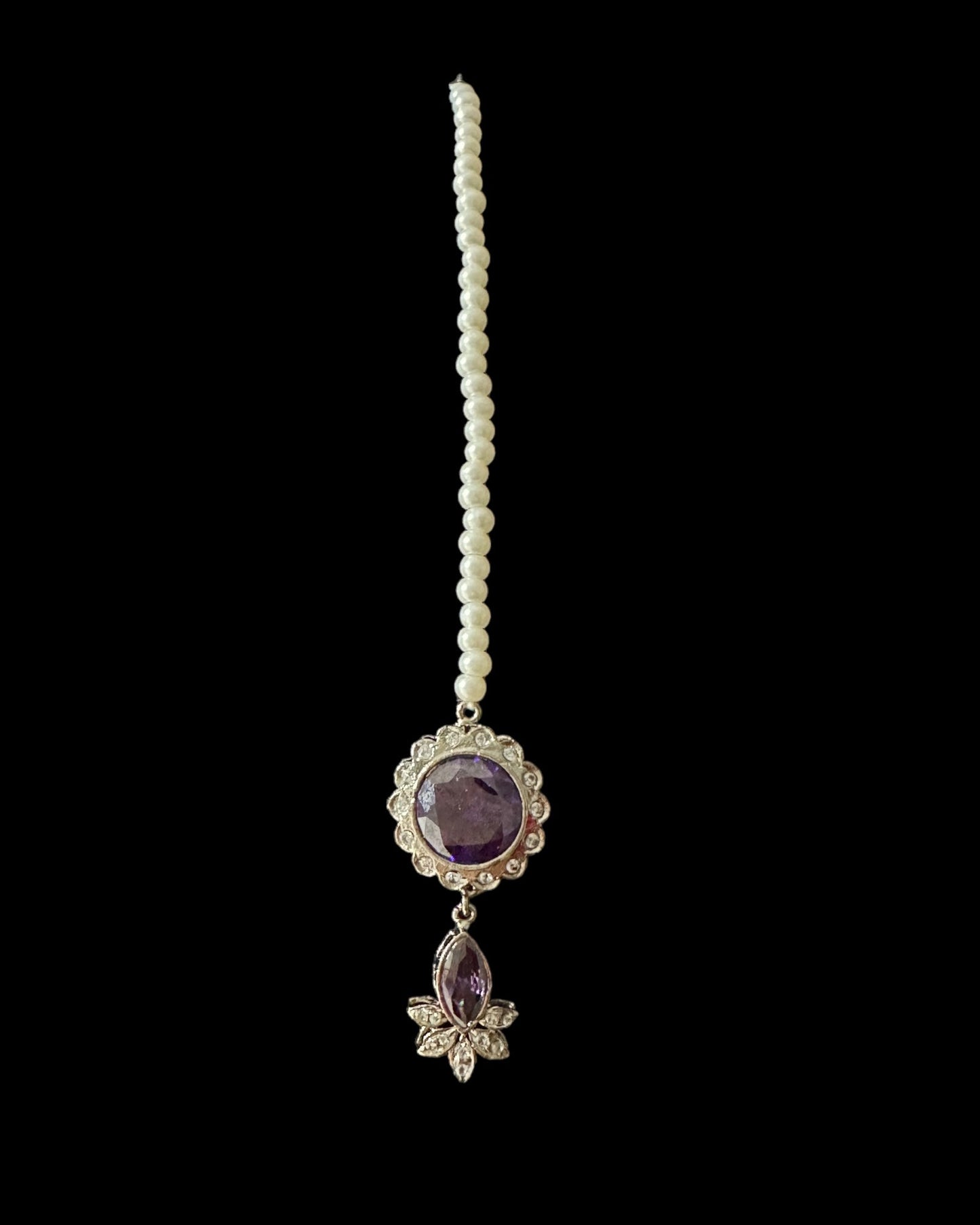 BR321 High quality cz necklace set with tika - purple ( READY TO SHIP )