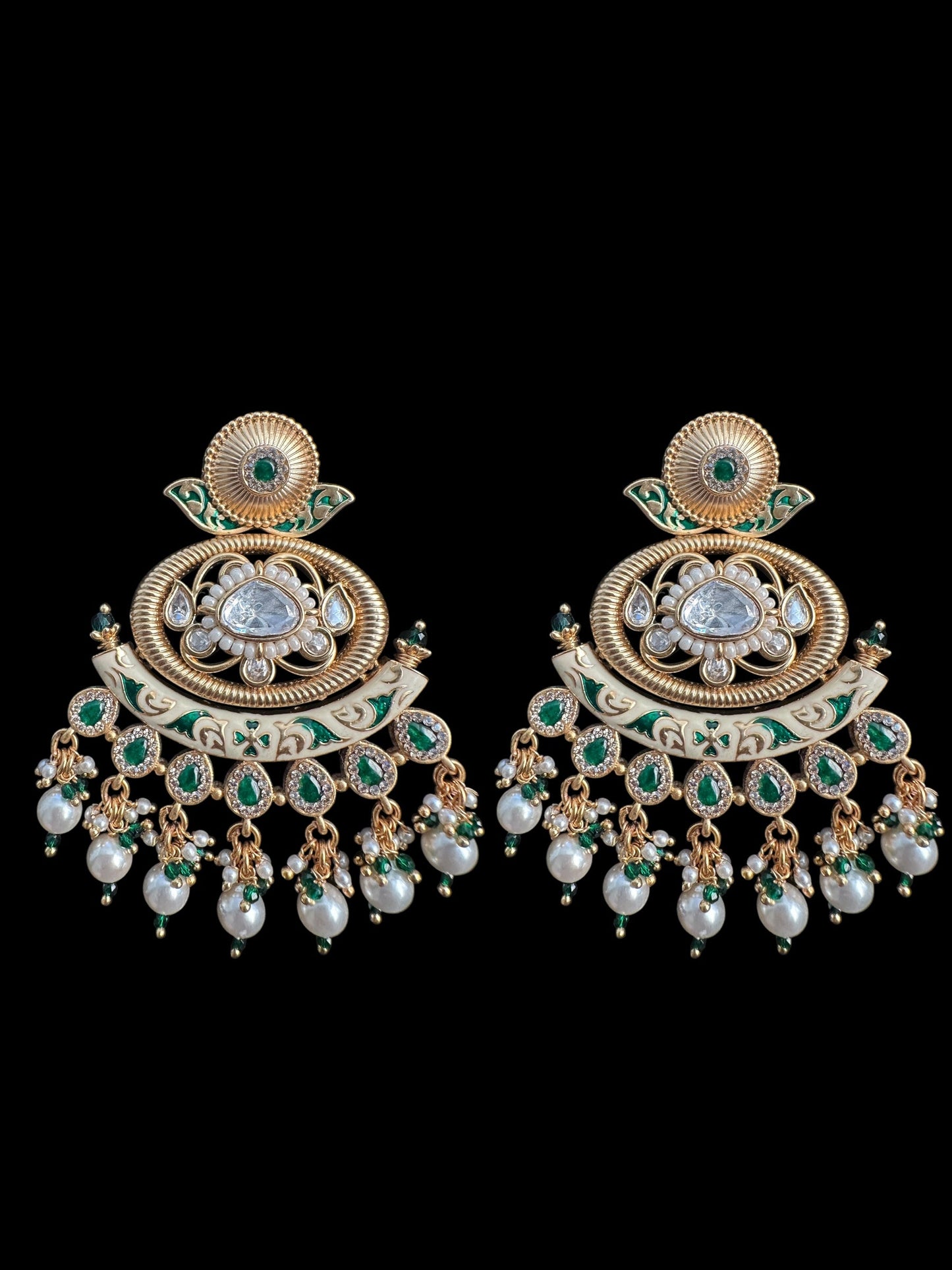 DLN84 Polki and meenakari set - Green ( READY TO SHIP )