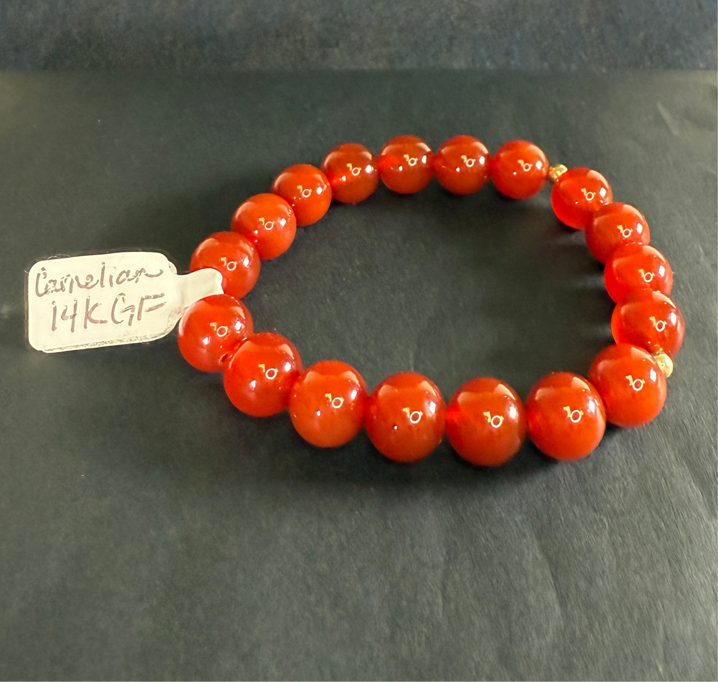Handmade Carnelian Bracelet with 14k GF spacers