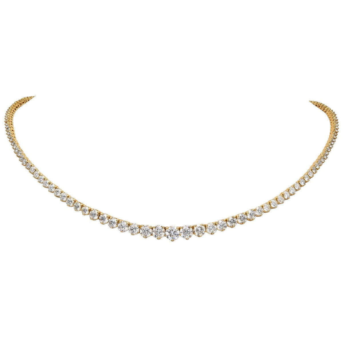 11.31ctw Natural Diamond Full Riviera Necklace in 14K Yellow Gold – 16.25in