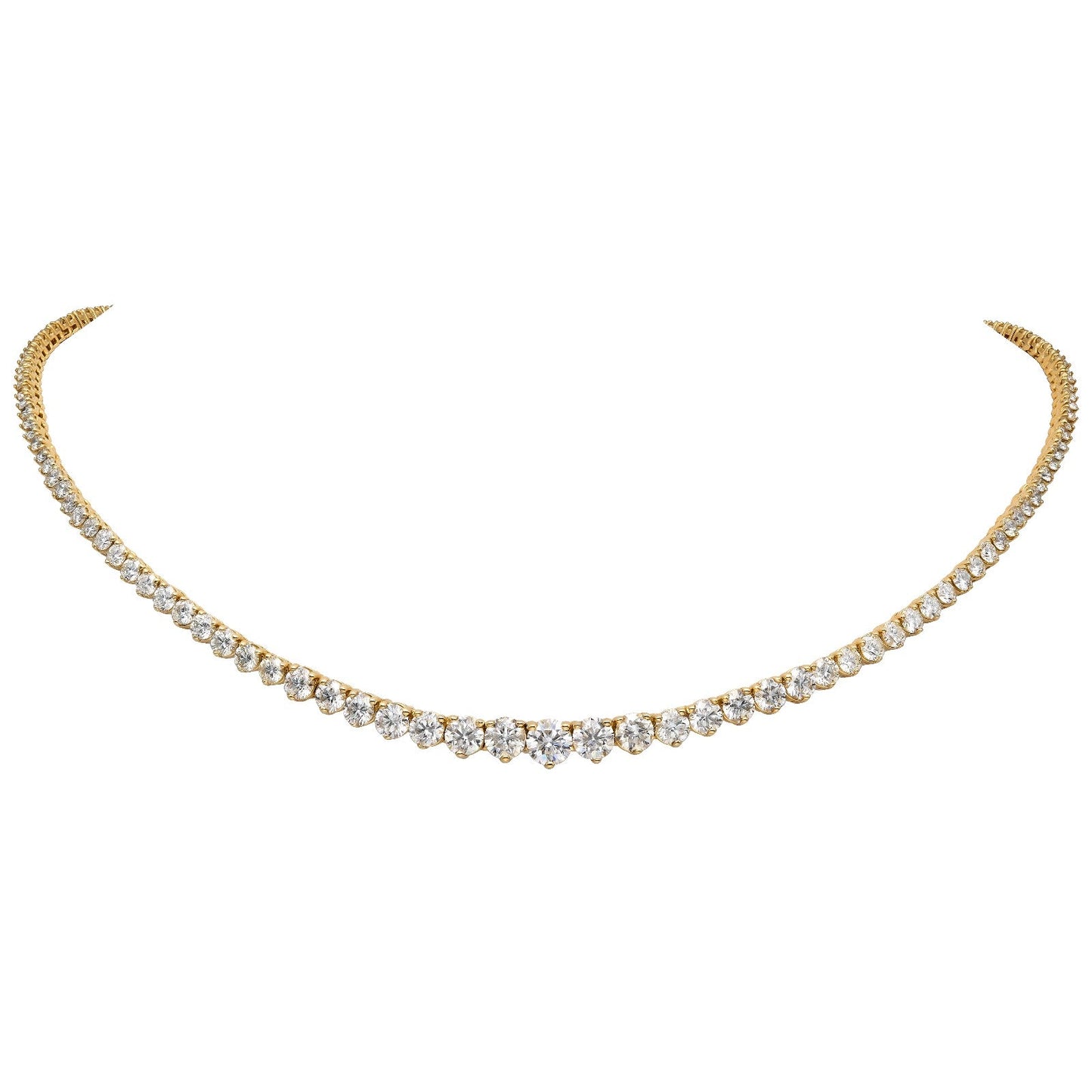 11.31ctw Natural Diamond Full Riviera Necklace in 14K Yellow Gold – 16.25in