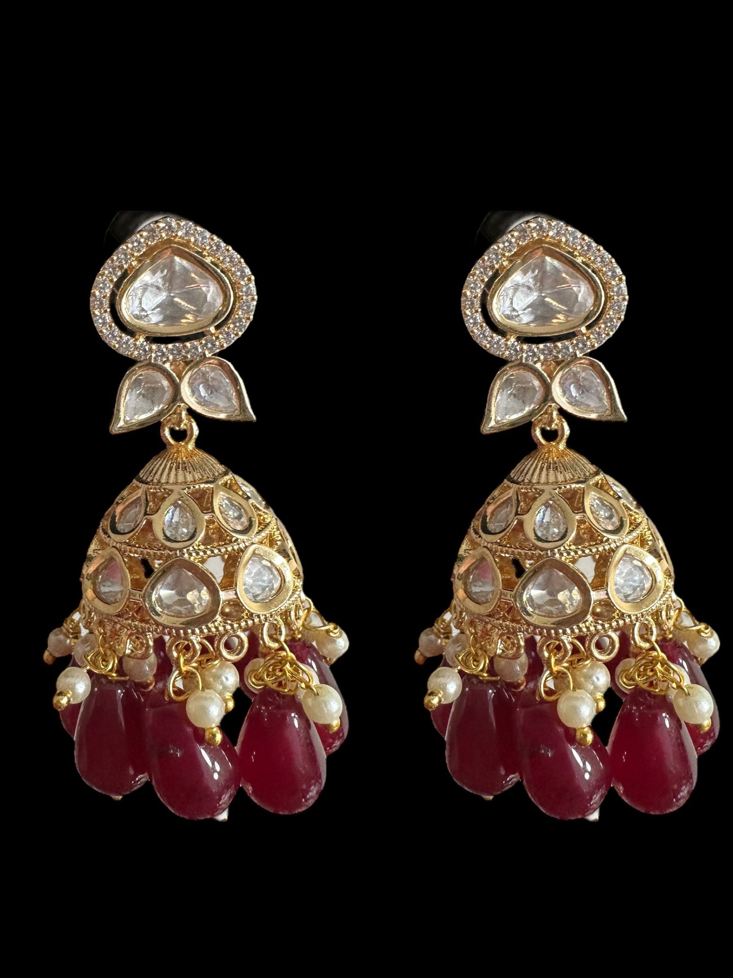 DER711 high quality polki earrings - Ruby ( READY TO SHIP)