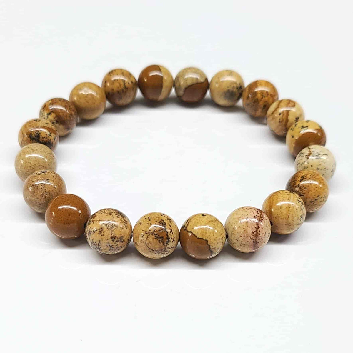 Picture Jasper Round Bead Bracelet