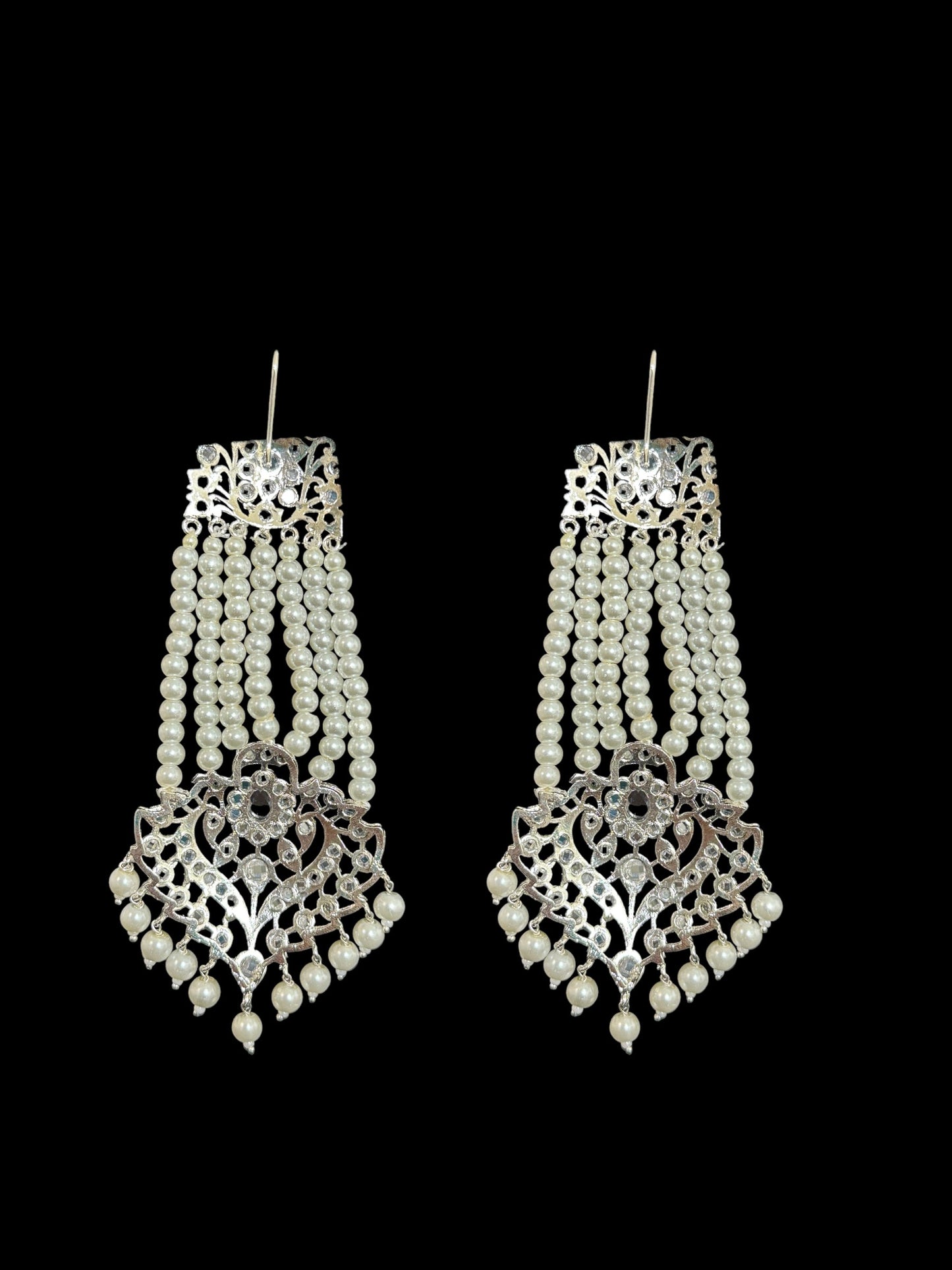 DER537 Ekta Hyderabadi jhoomar earrings - silver plated ( READY TO SHIP )