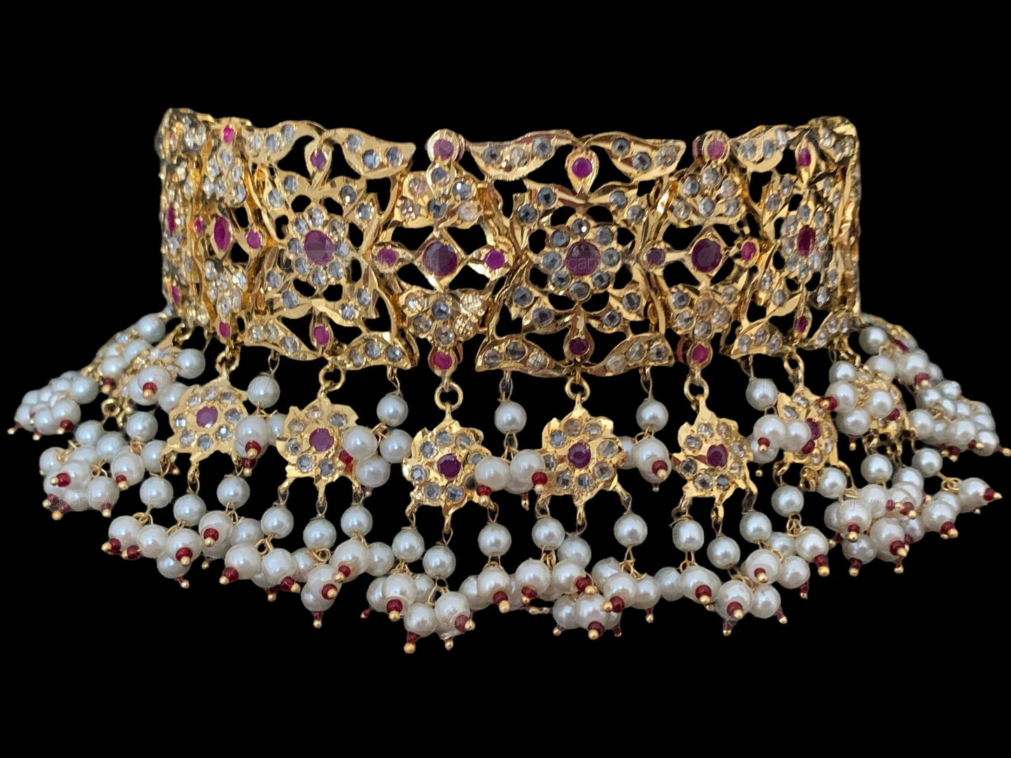 C00 Kesariya choker set in rubies( READY TO SHIP )