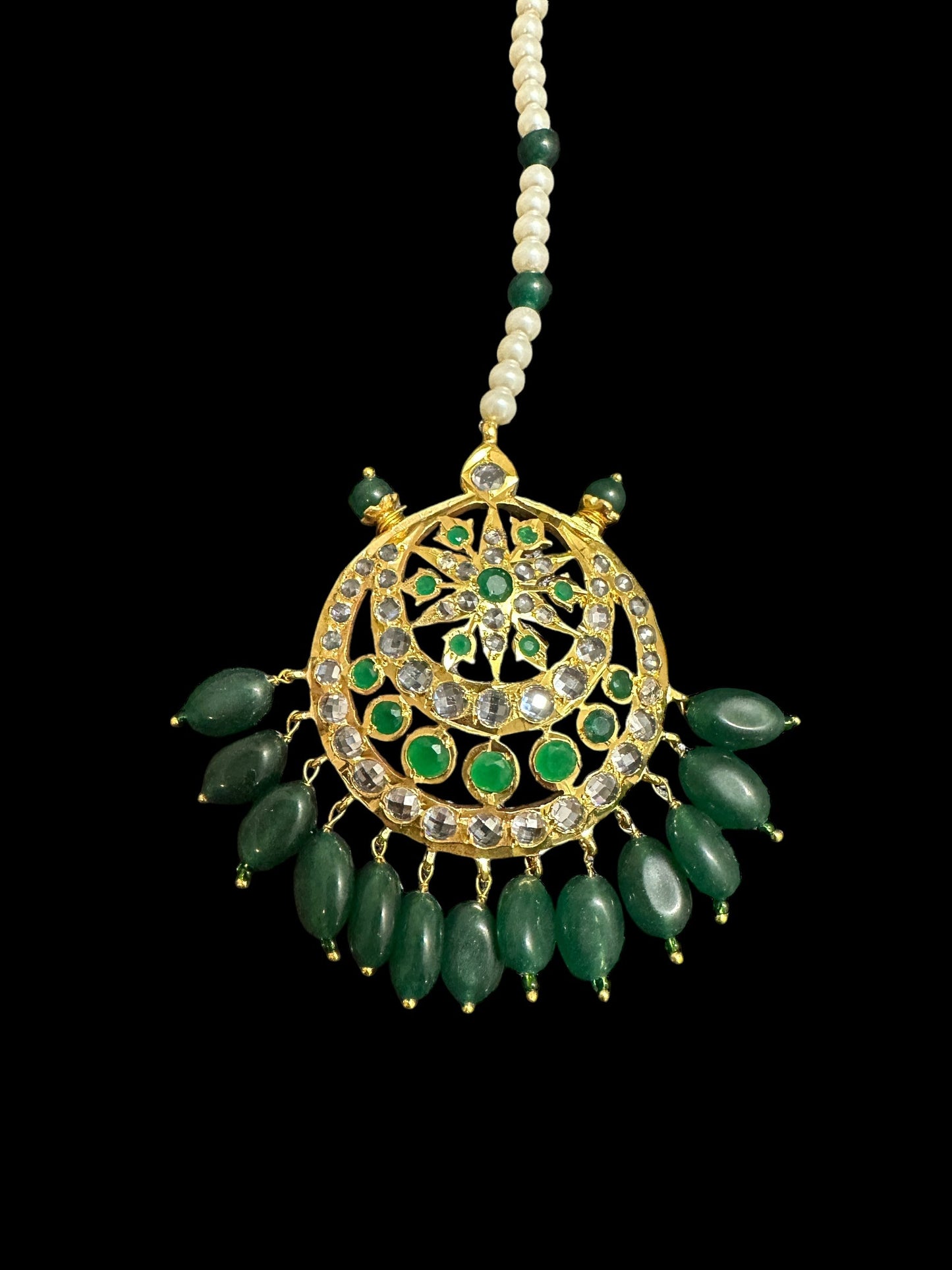 DJTK336 Isra tika in green beads ( READY TO SHIP )
