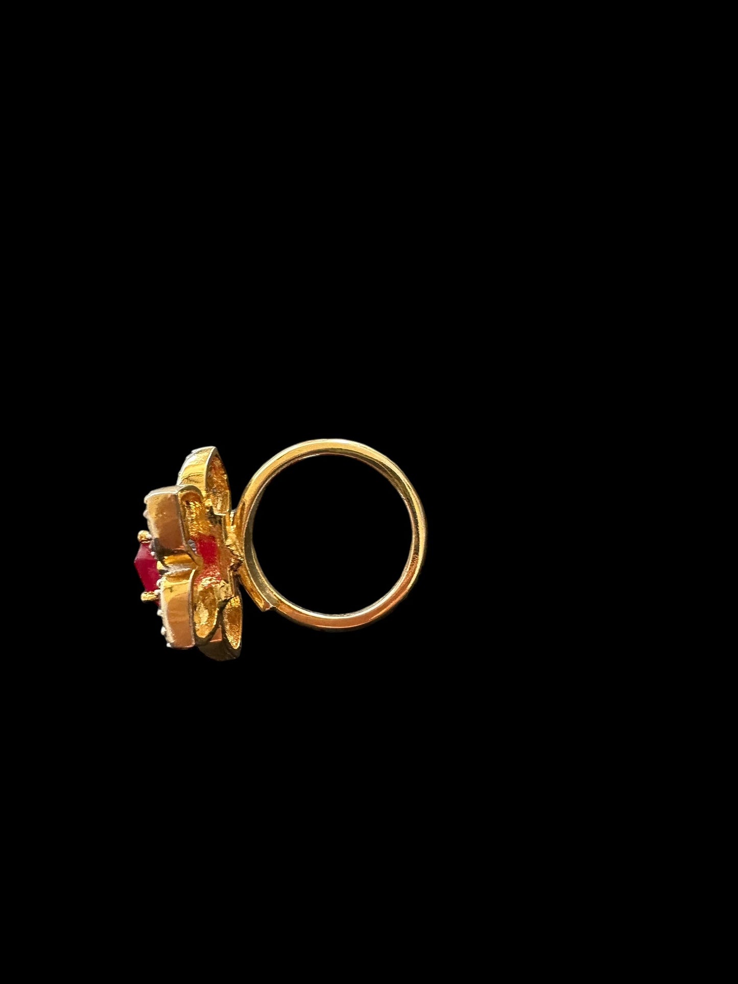 DJR136 Cz gold plated ring - Ruby( READY TO SHIP)