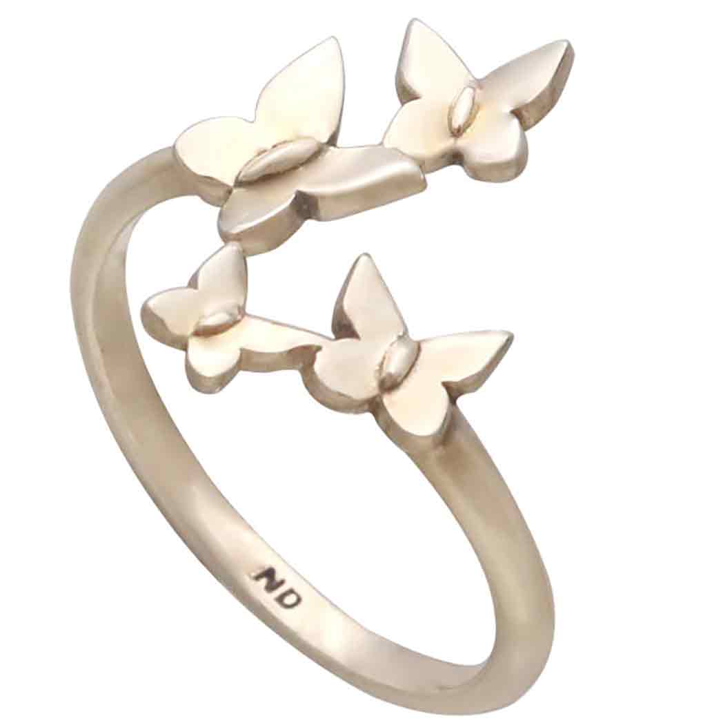Bronze Adjustable Butterfly Cluster Ring – Size 6–8