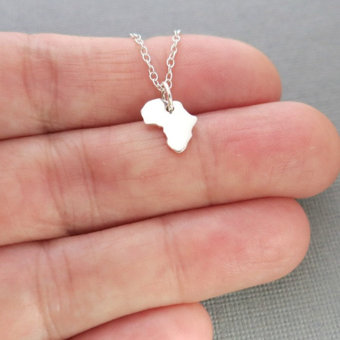 Tiny Africa Necklace – Sterling Silver Continent Charm on 16" Chain
