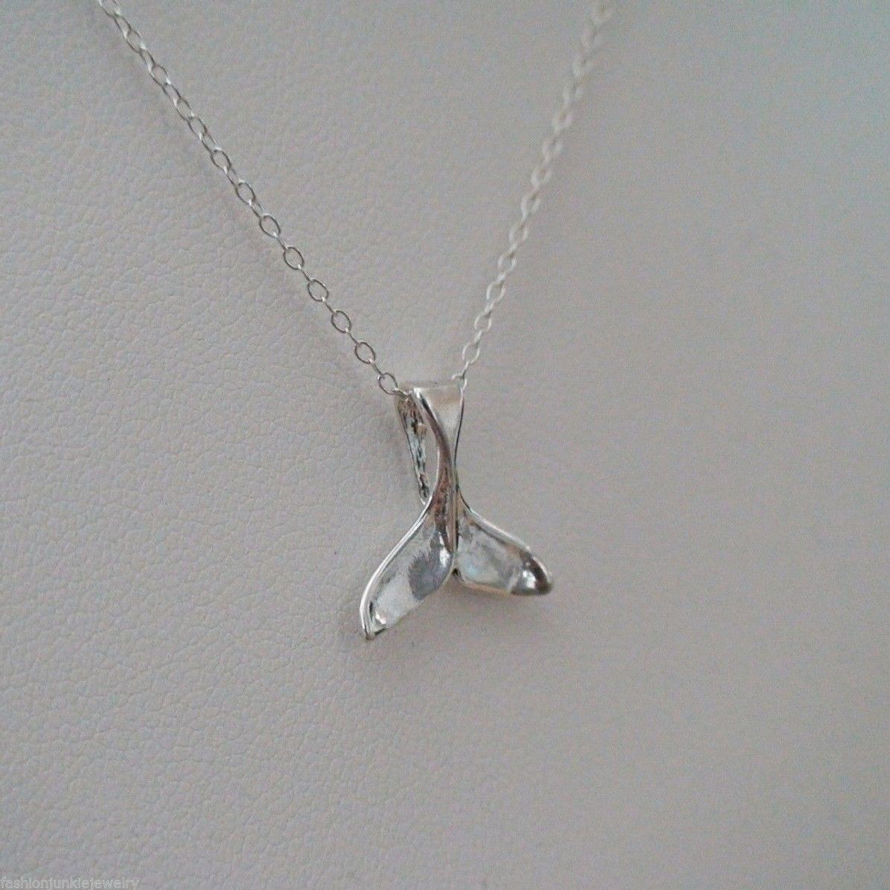 Sterling Silver Whale Tail Necklace – 15mm Pendant on 18" Chain