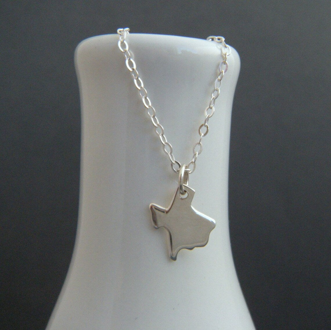 Tiny Texas State Necklace – Solid Sterling Silver TX Charm on 16" Chain