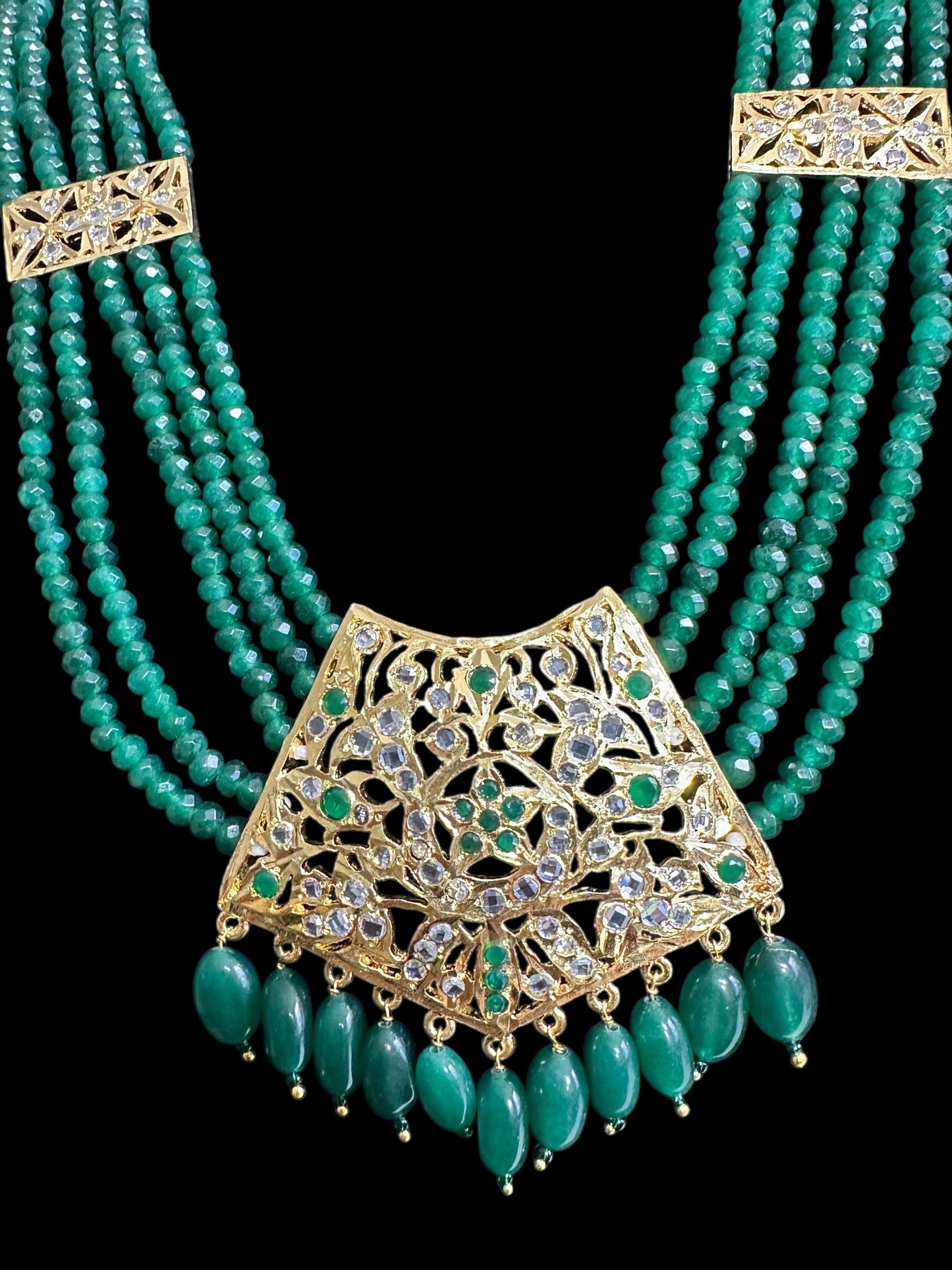 DLN88 Nisha rani haar in green beads ( READY TO SHIP )