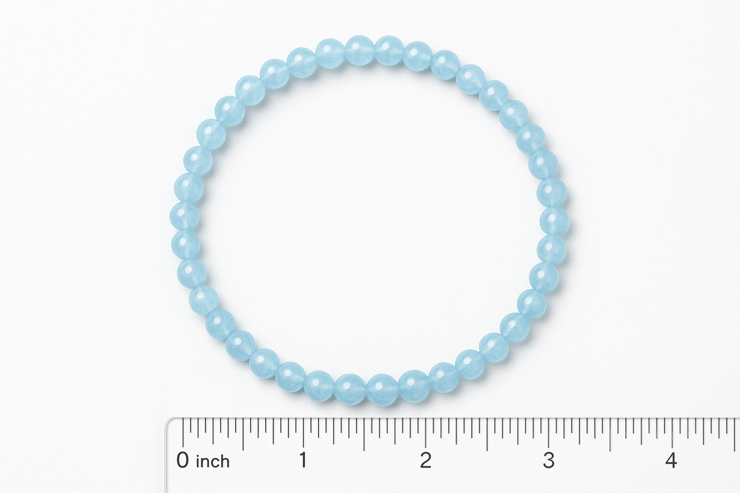 Aquamarine Round Bead Bracelet 4mm - Emotional Healing