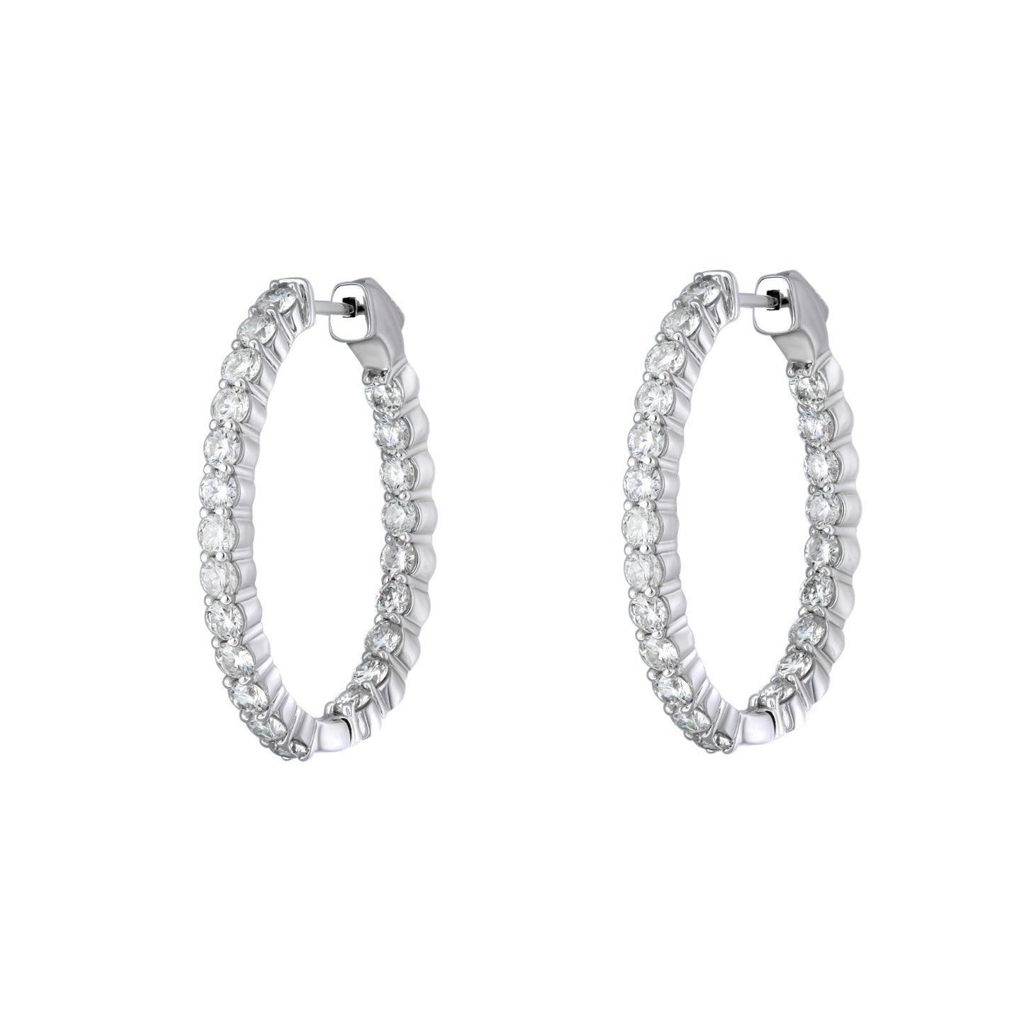 Natural Diamond Oval Hoop Earrings in 14K Gold – 4.40ctw