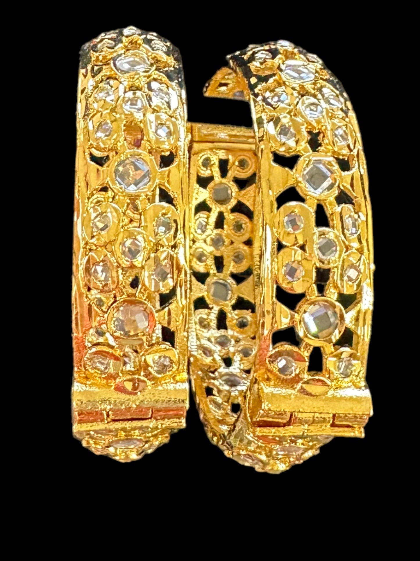 B154 Gold plated bangles - clear ( READY TO SHIP)