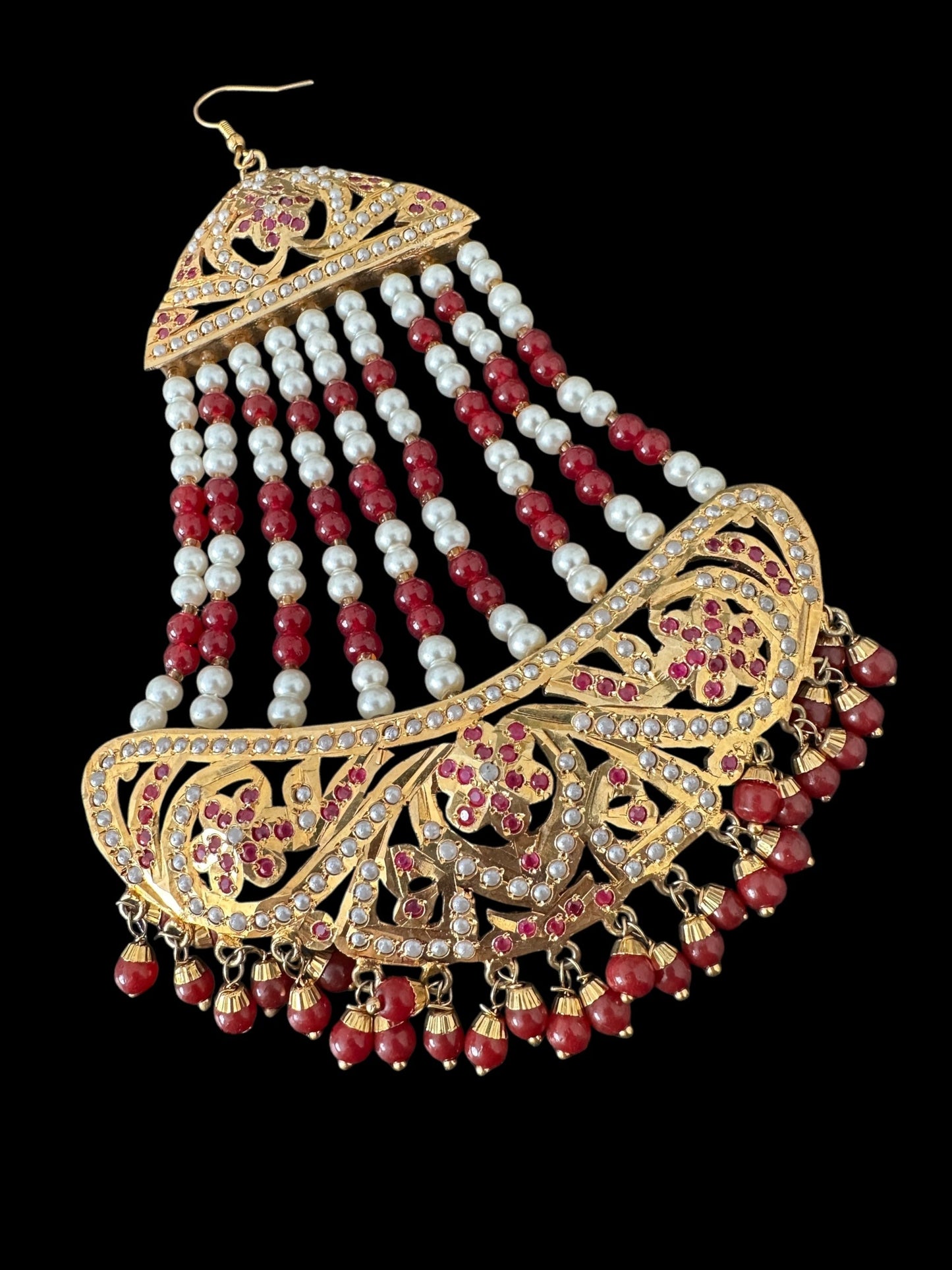 DJHR124 jadau jhoomar in Ruby pearl ( READY TO SHIP )