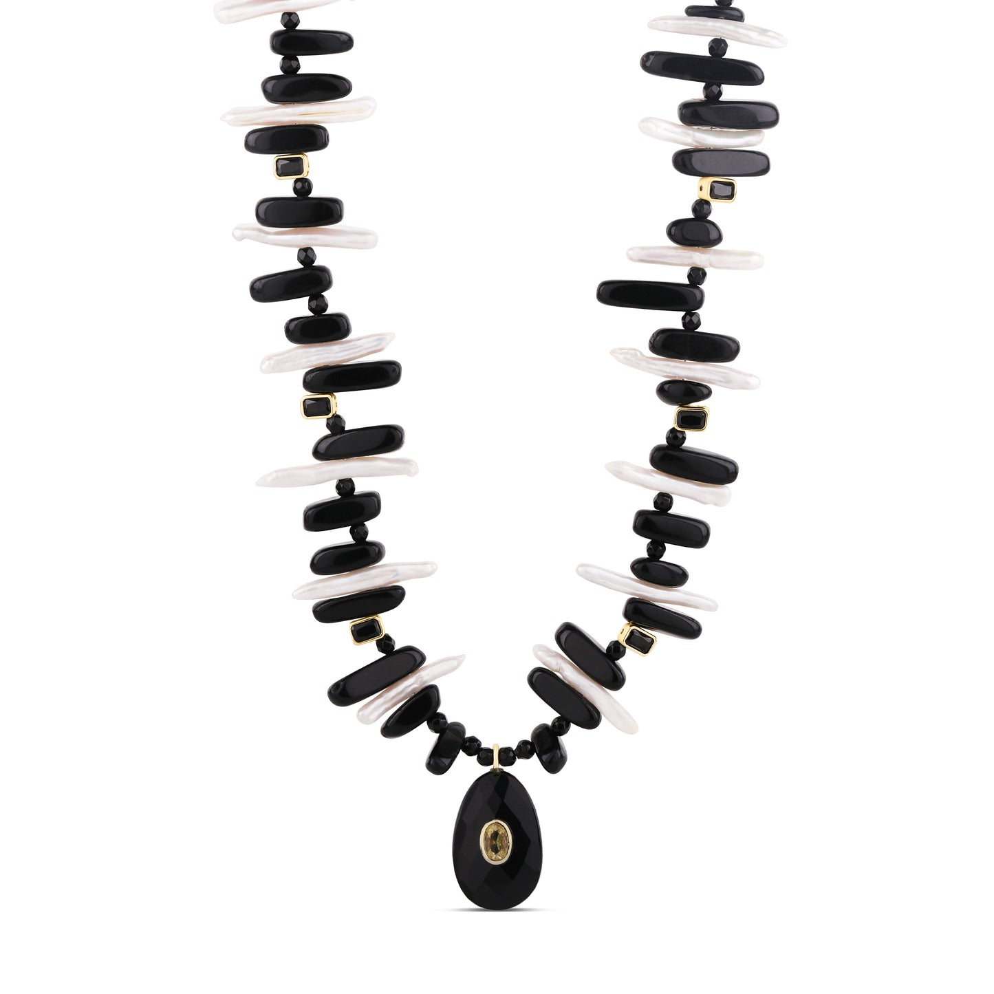 Onyx & Baroque Pearl Statement Necklace