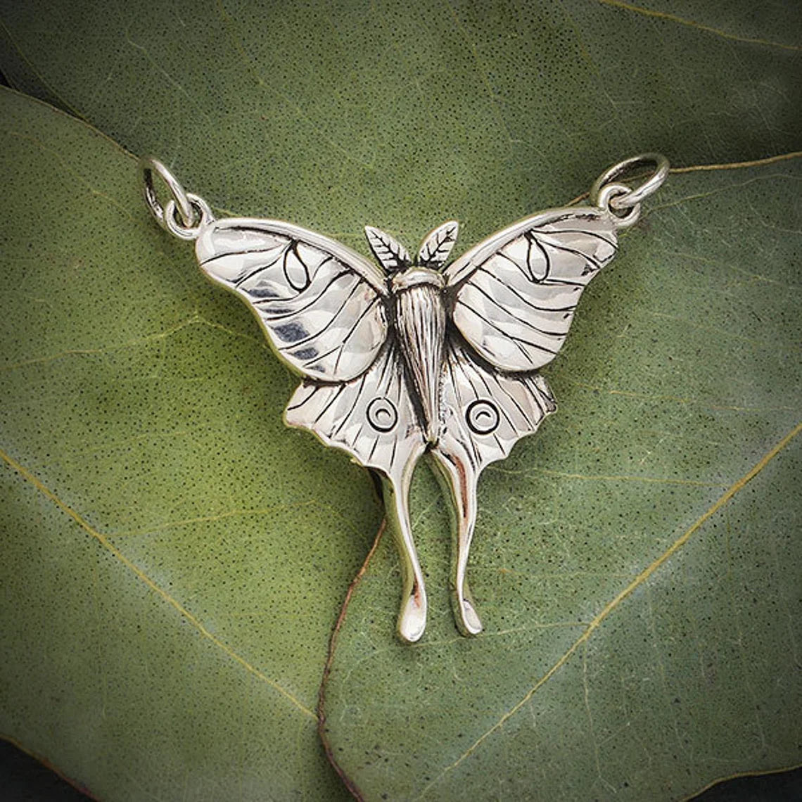 Luna Moth Necklace – Sterling Silver Moth Pendant on 18" Chain