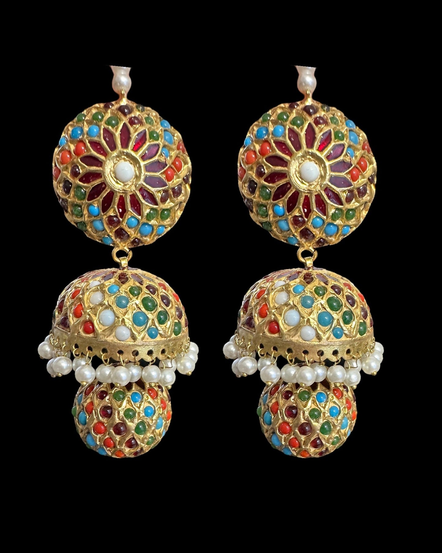 DER734 Freya layered jadau jhumka ( READY TO SHIP )