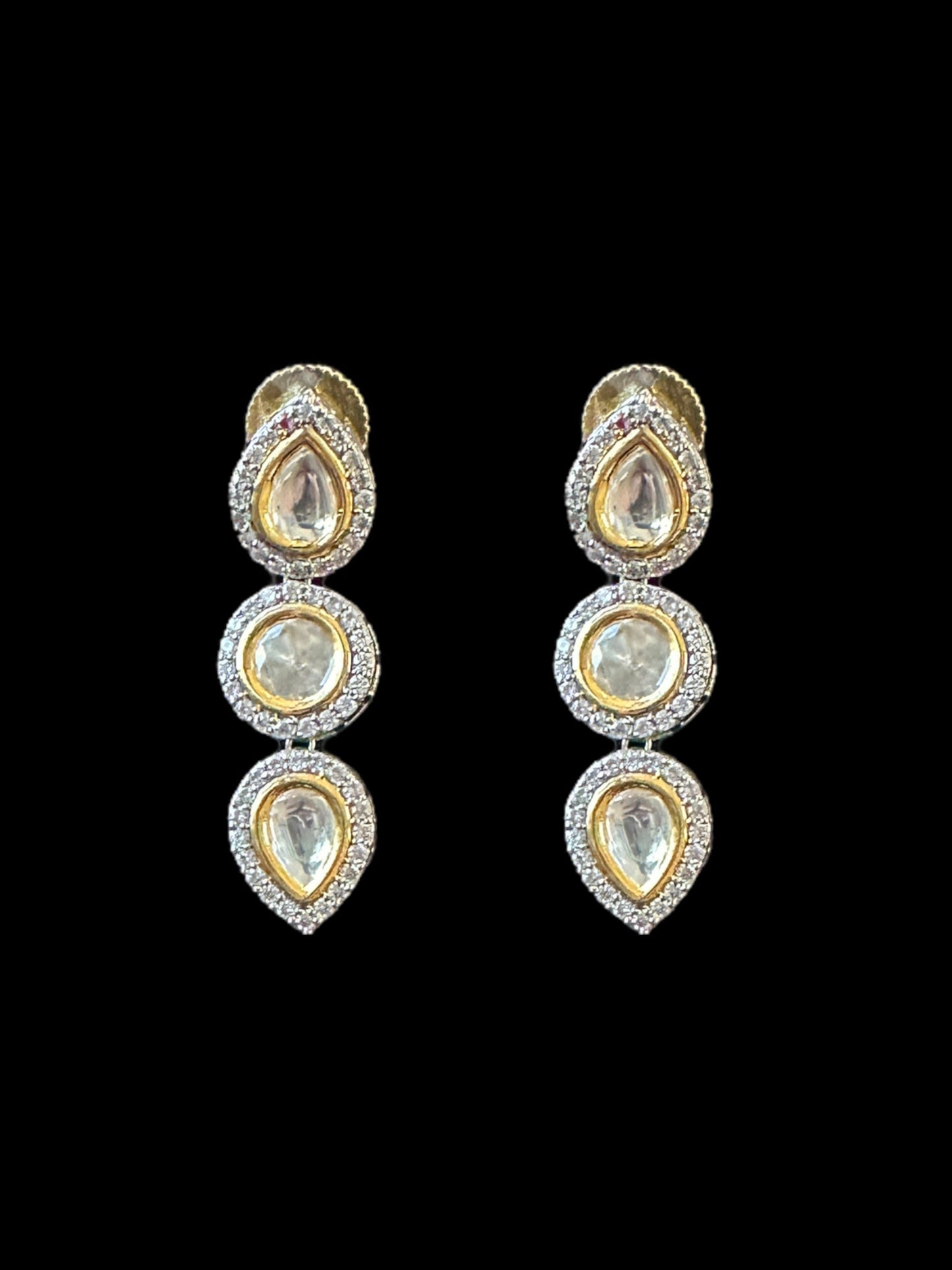 DNS113 Victorian plated polki necklace set ( READY TO SHIP )
