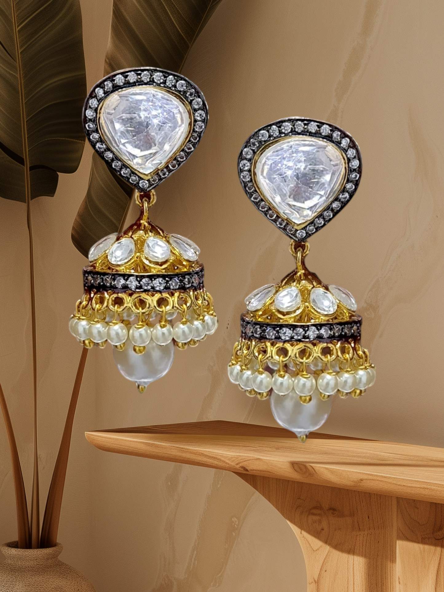 DER710 high quality polki earrings ( READY TO SHIP)