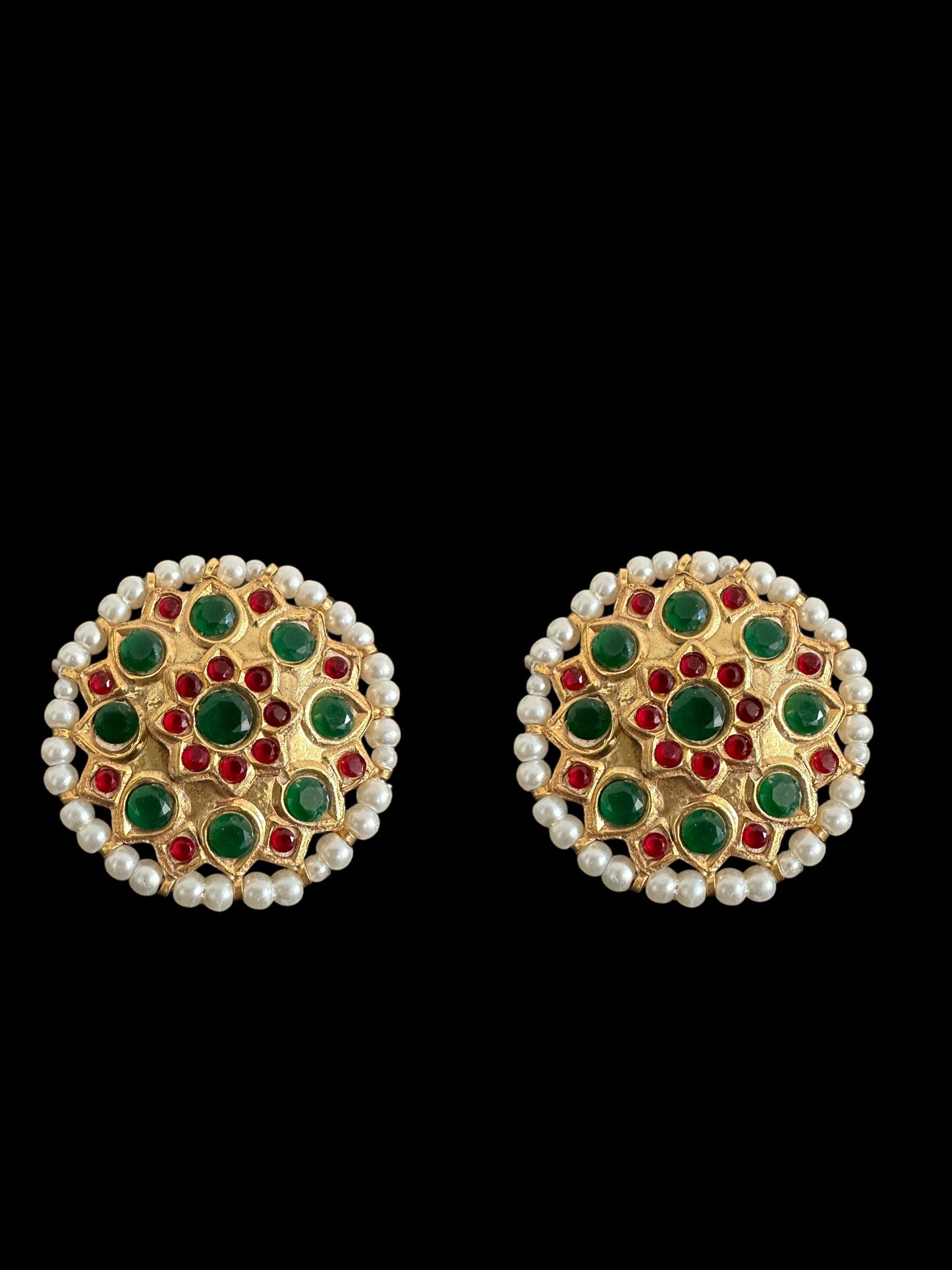 ET509 Ruby emerald tops with pearls ( READY TO SHIP)