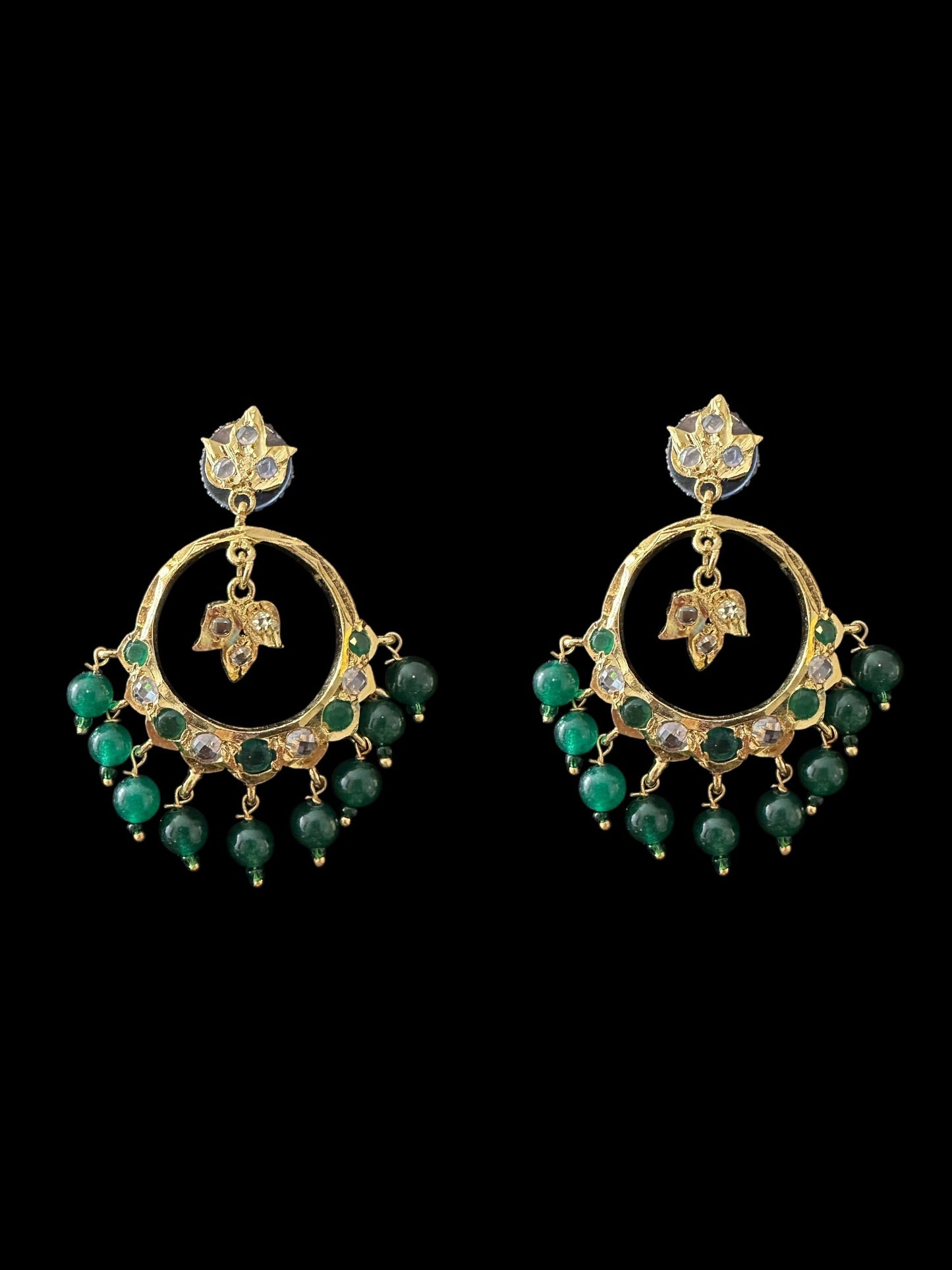 PS512 Tirmani with chandbali in green beads ( SHIPS IN 2 WEEKS )