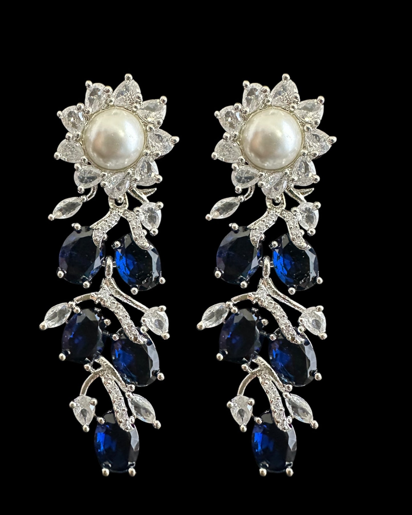 DNS137B silver plated necklace set - BLUE / SAPPHIRE ( READY TO SHIP )