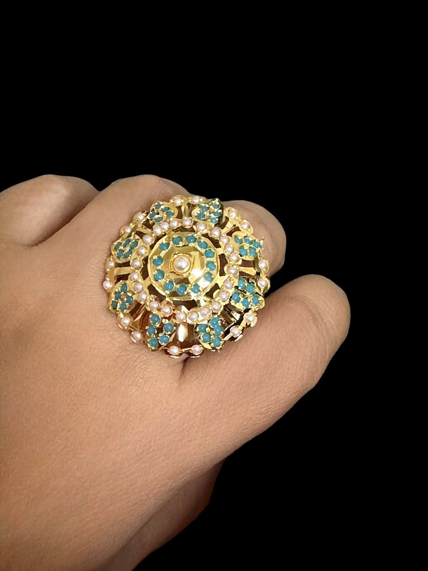 DJR85 Jadau ring - Turquoise pearl ( READY TO SHIP )