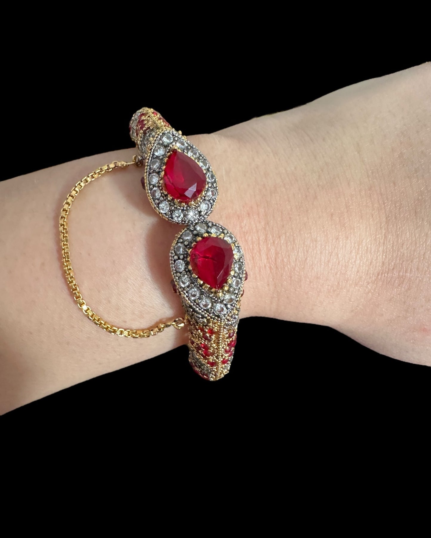 BG804 SALWA zircon bangles - Ruby openable / PAIR ( READY TO SHIP )