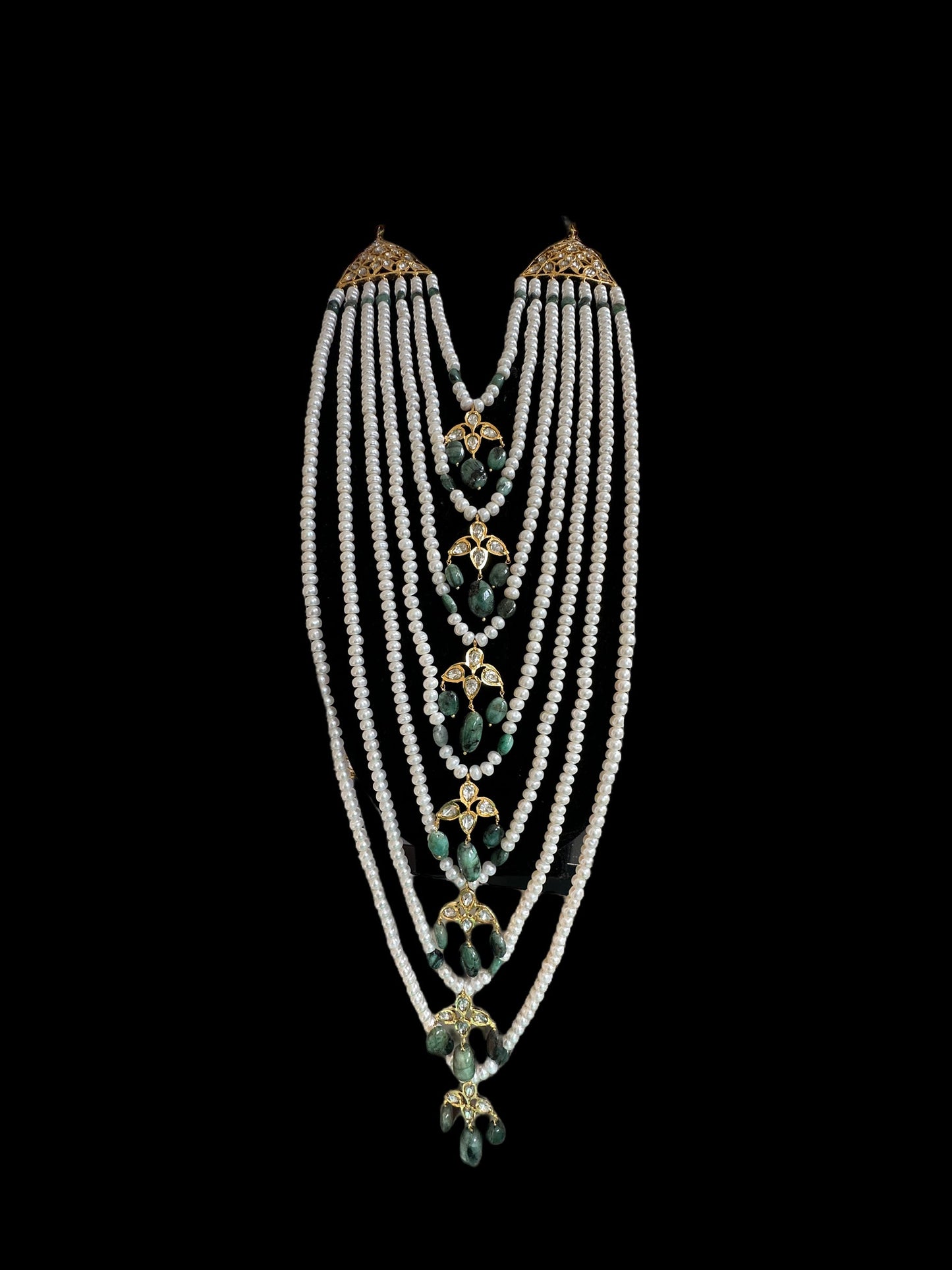 BR310 Bridal jadavi lacha , satlada in moissanite and emeralds ( SHIPS IN 2 WEEKS )