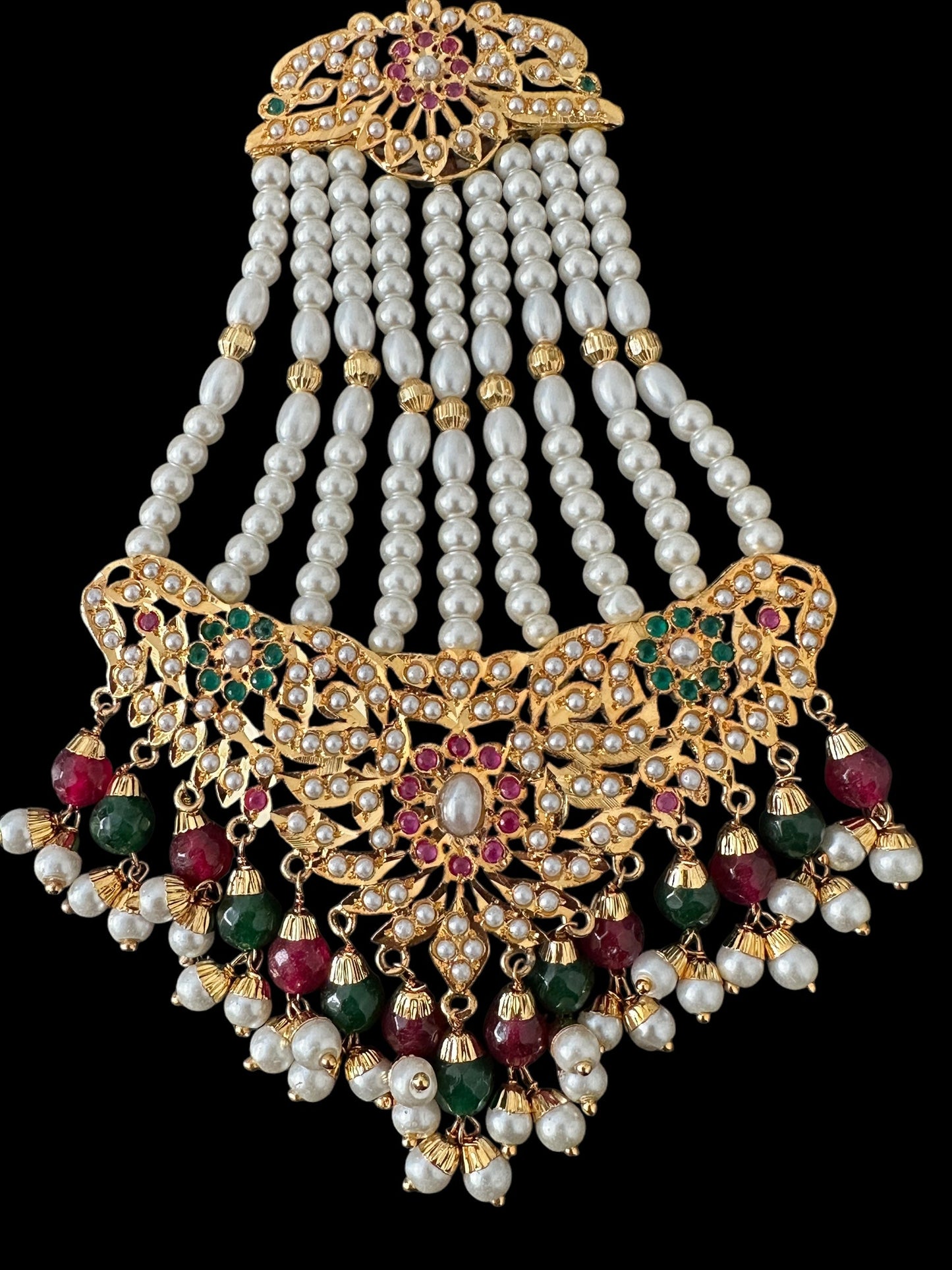 DJHR128 Hema jadau jhoomar in ruby emerald combination ( READY TO SHIP )