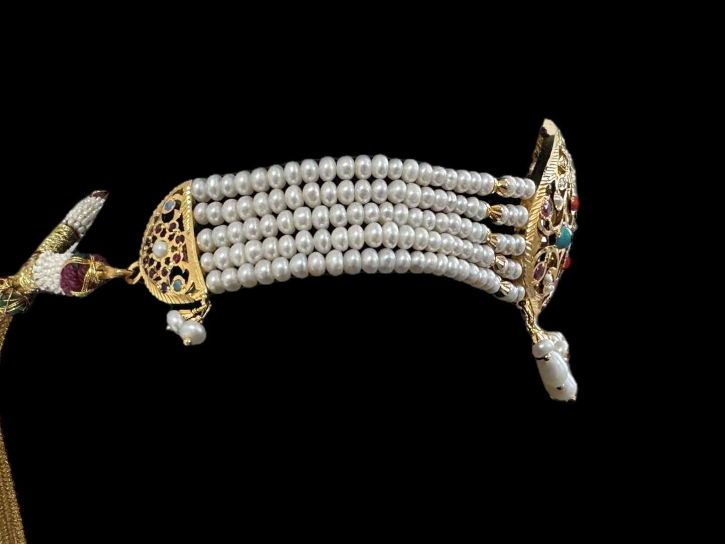 Navratan / Multicolored Jadau choker Set in Gold Plated Silver ( SHIPS IN 5 WEEKS )